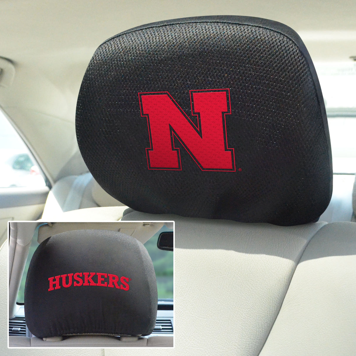 Fanmats Nebraska Cornhuskers Embroidered Head Rest Cover Set - 2 Pieces Fan Gear NCAA Nebraska Cornhuskers
