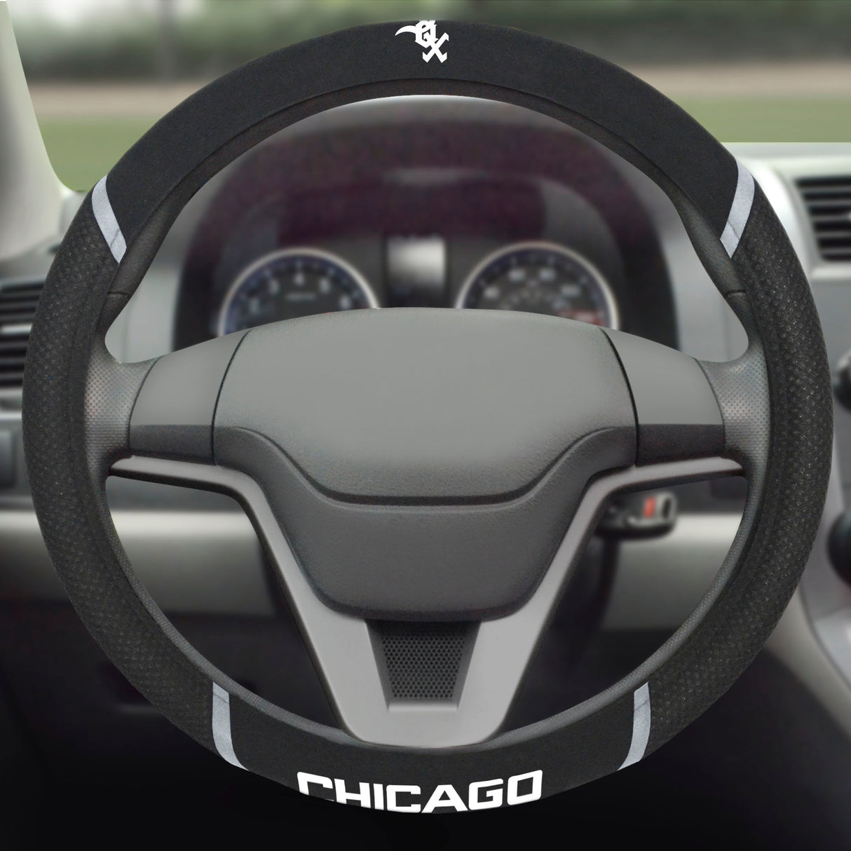 Fanmats Chicago White Sox Embroidered Steering Wheel Cover Fan Gear MLB Chicago White Sox