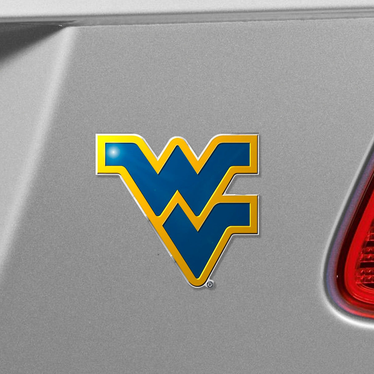 Fanmats West Virginia Mountaineers Heavy Duty Aluminum Embossed Color Emblem Fan Gear NCAA West Virginia Mountaineers
