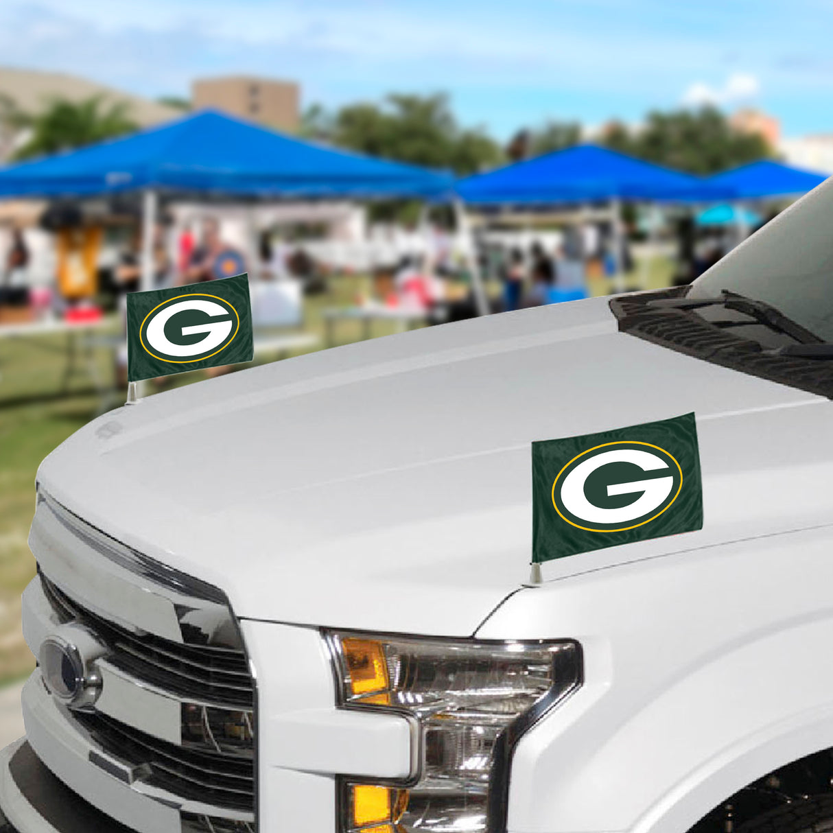 Fanmats Green Bay Packers Ambassador Car Flags - 2 Pack Mini Auto Flags, 4" X 6" Fan Gear NFL Green Bay Packers