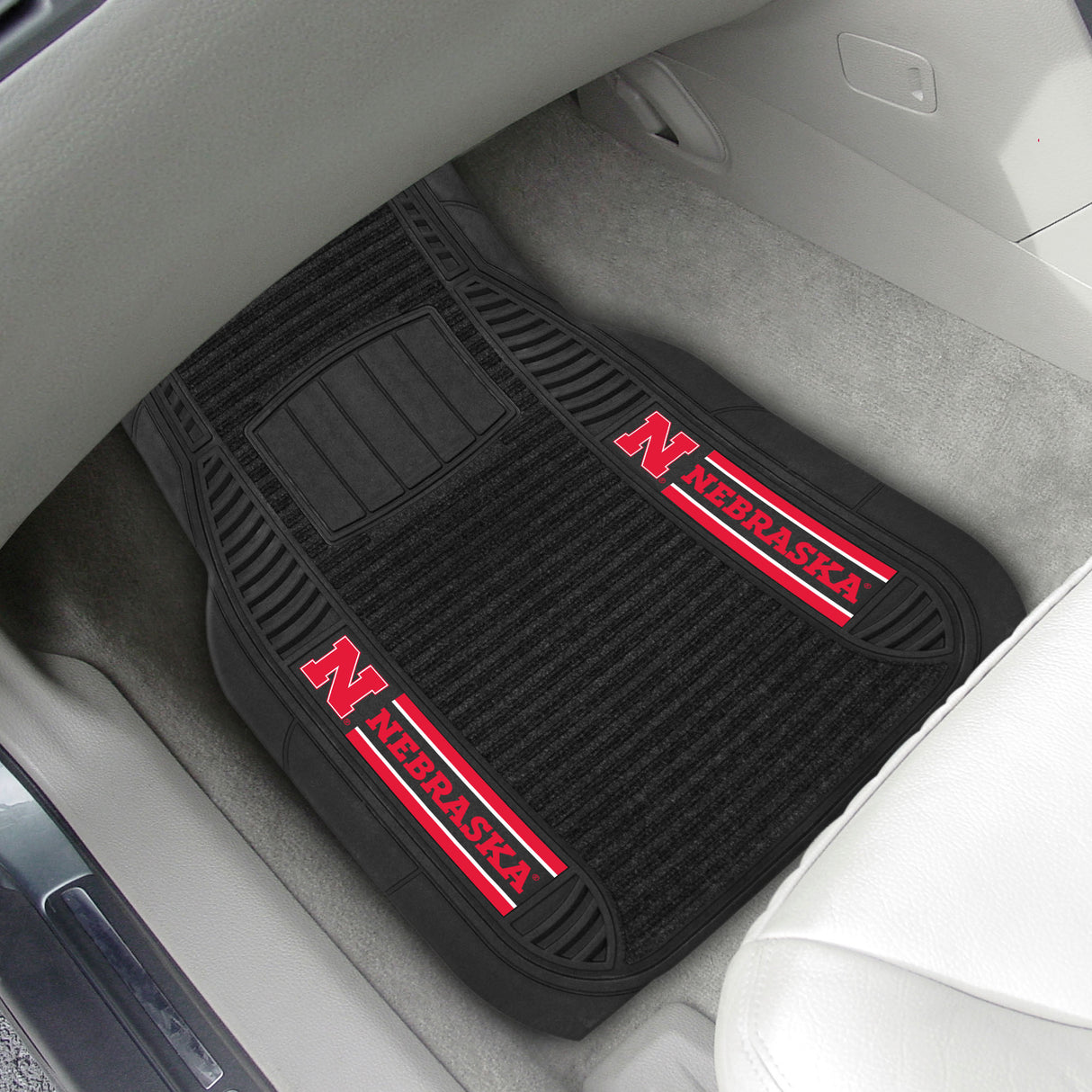 Fanmats Nebraska Cornhuskers 2 Piece Deluxe Car Mat Set Fan Gear NCAA Nebraska Cornhuskers
