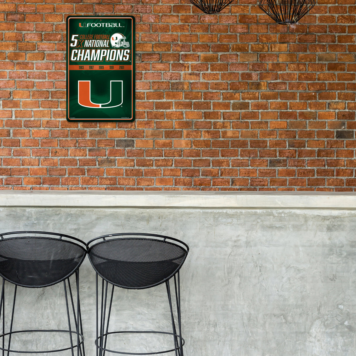 NCAA Miami Hurricanes - The U Large Metal Sign Fan Gear NCAA Miami Hurricanes