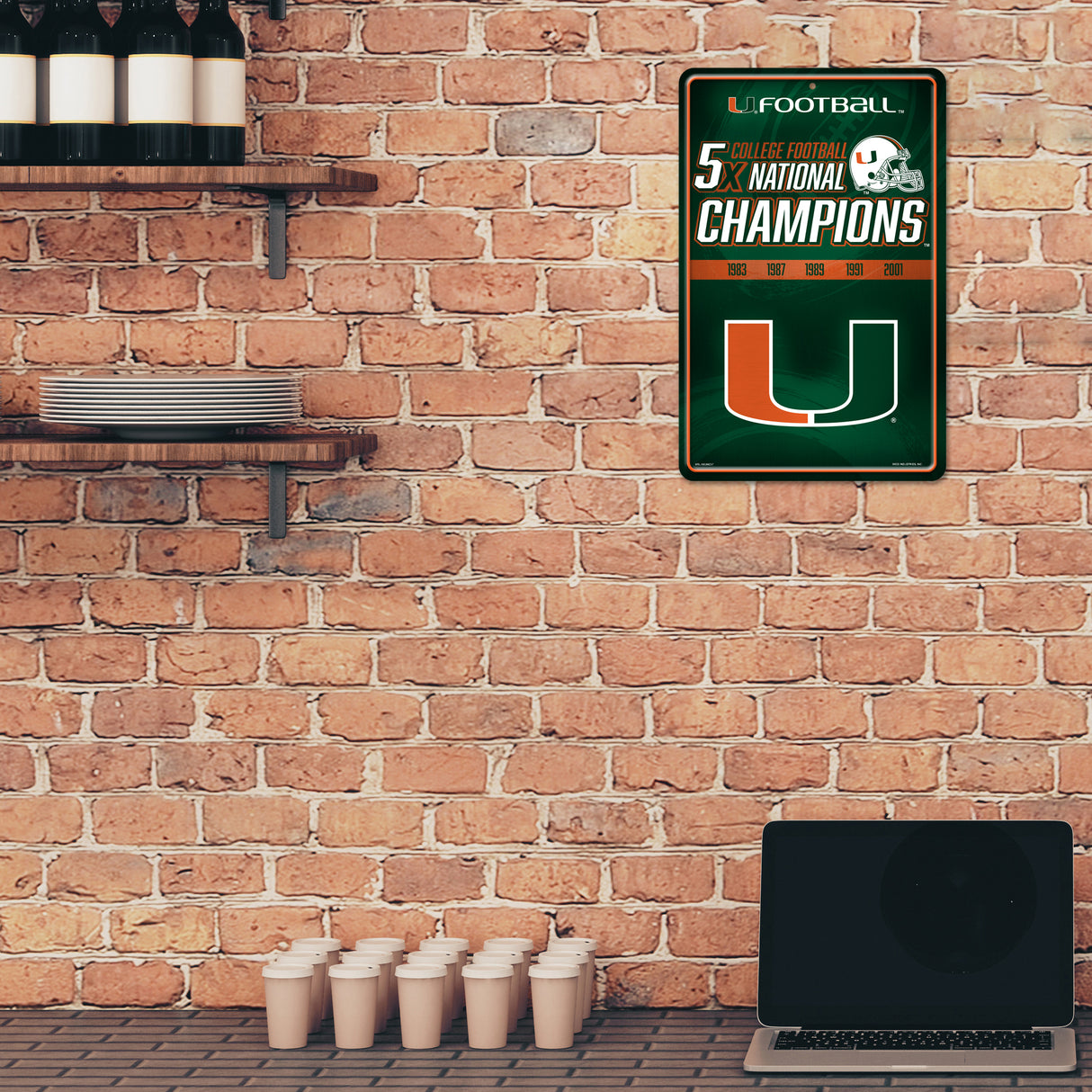 NCAA Miami Hurricanes - The U Large Metal Sign Fan Gear NCAA Miami Hurricanes