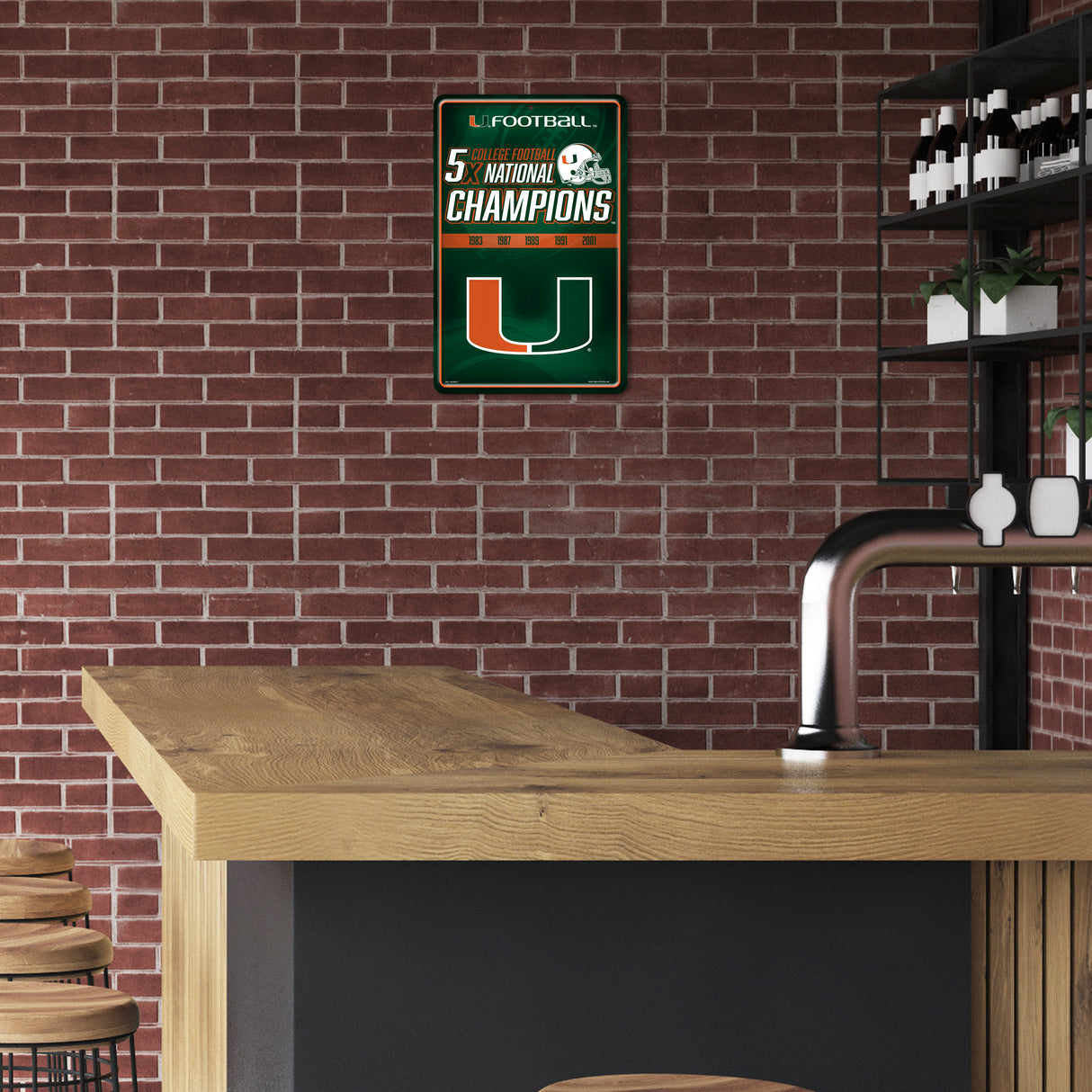 NCAA Miami Hurricanes - The U Large Metal Sign Fan Gear NCAA Miami Hurricanes