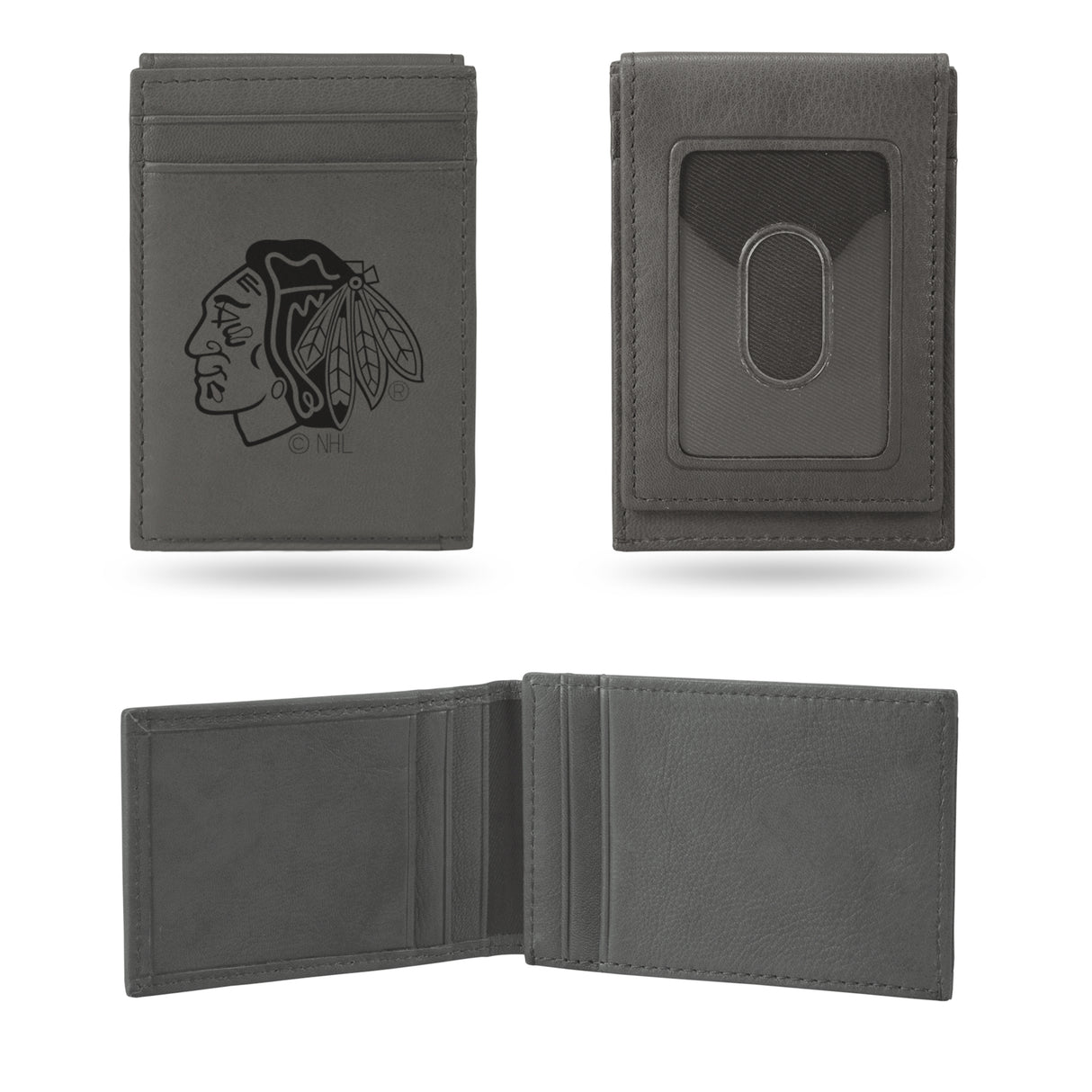 NHL Chicago Blackhawks Laser Engraved Front Pocket Wallet Fan Gear NHL Chicago Blackhawks
