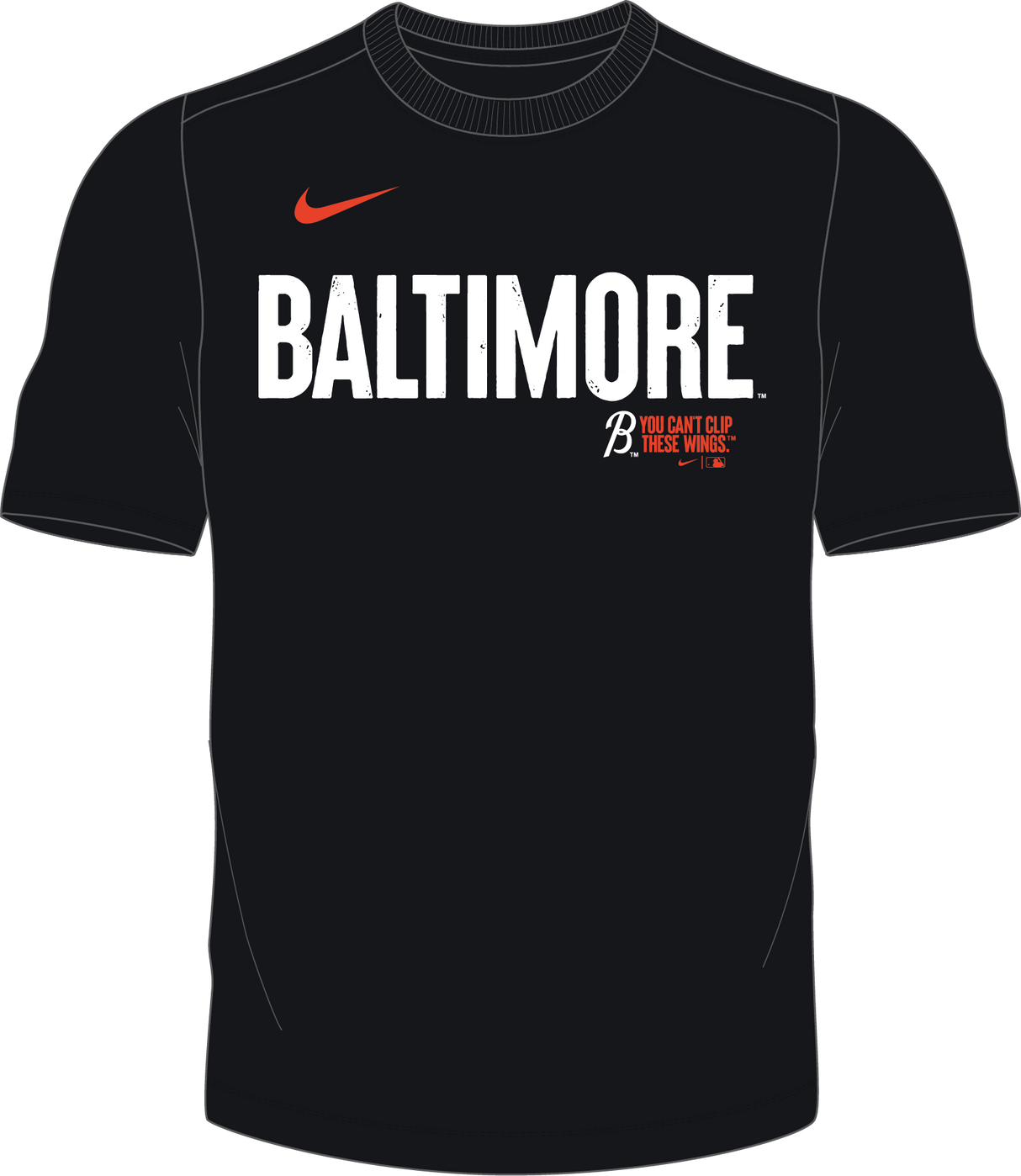Nike Baltimore Orioles Men's Crew Neck Synthetic City Connect Tee Fan Gear MLB Baltimore Orioles