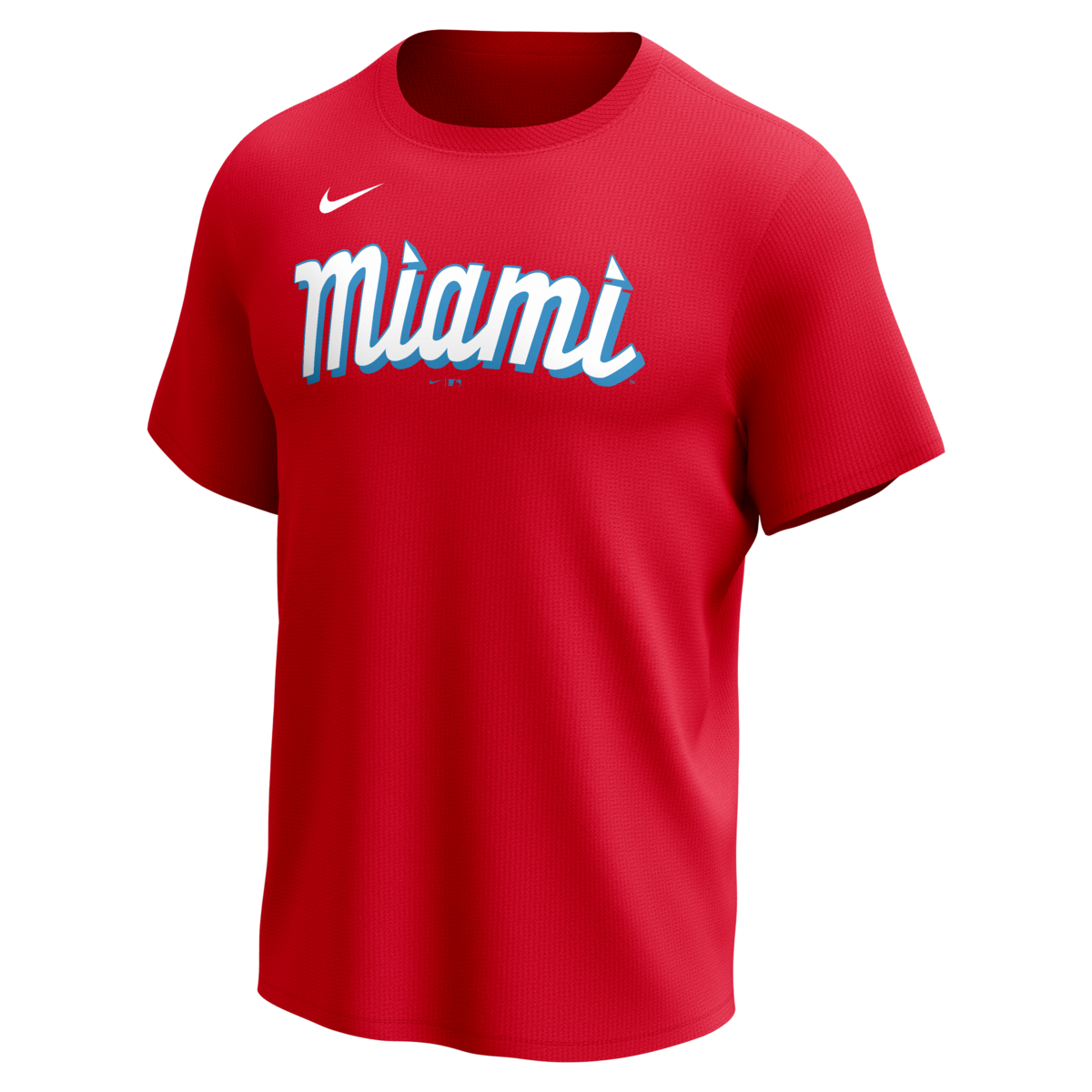 Nike Miami Marlins Men's Crew Neck Synthetic City Connect Tee Fan Gear MLB Miami Marlins