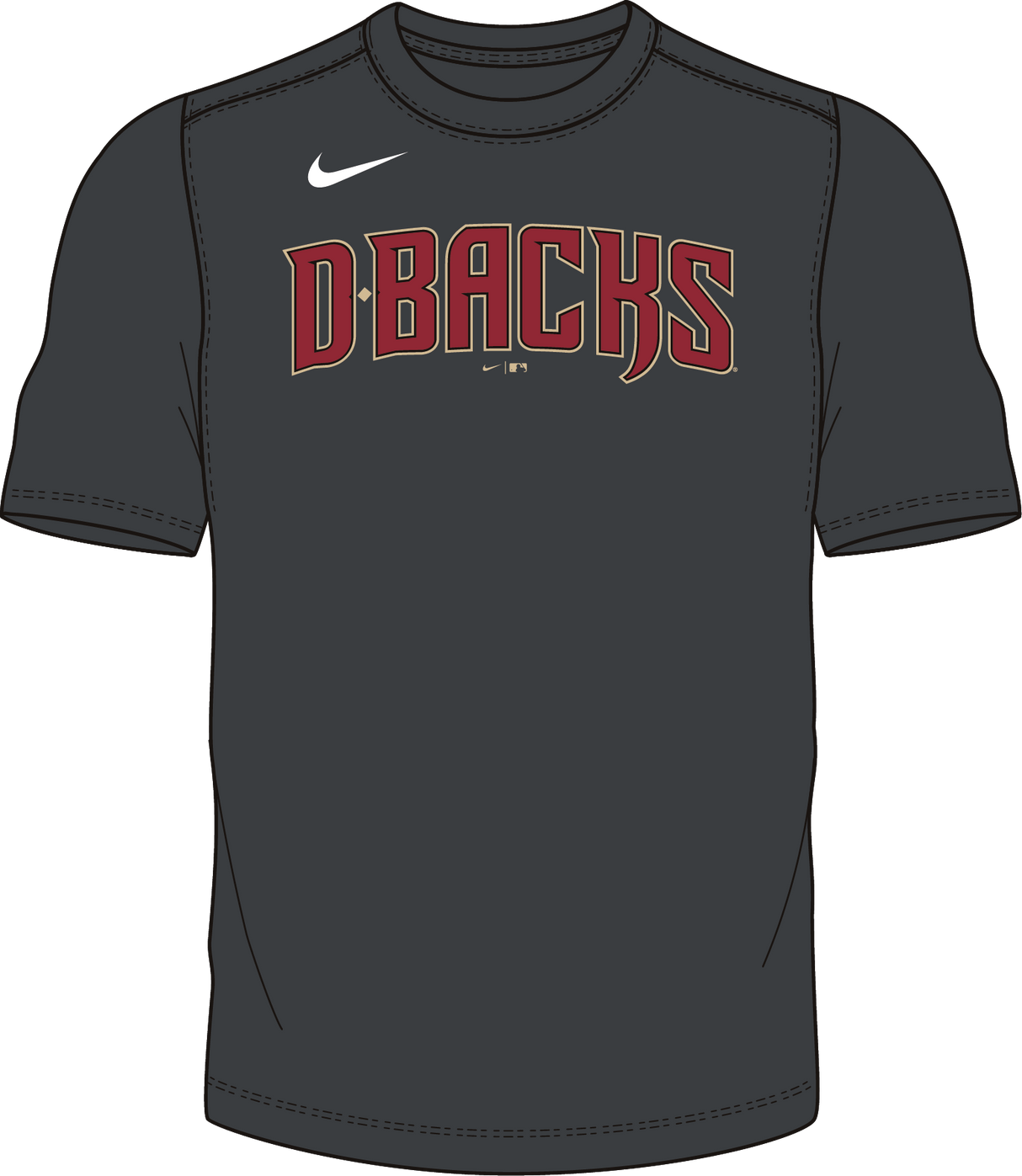 Nike Arizona Diamondbacks Men's Crew Neck Cotton Tee Fan Gear MLB Arizona Diamondbacks