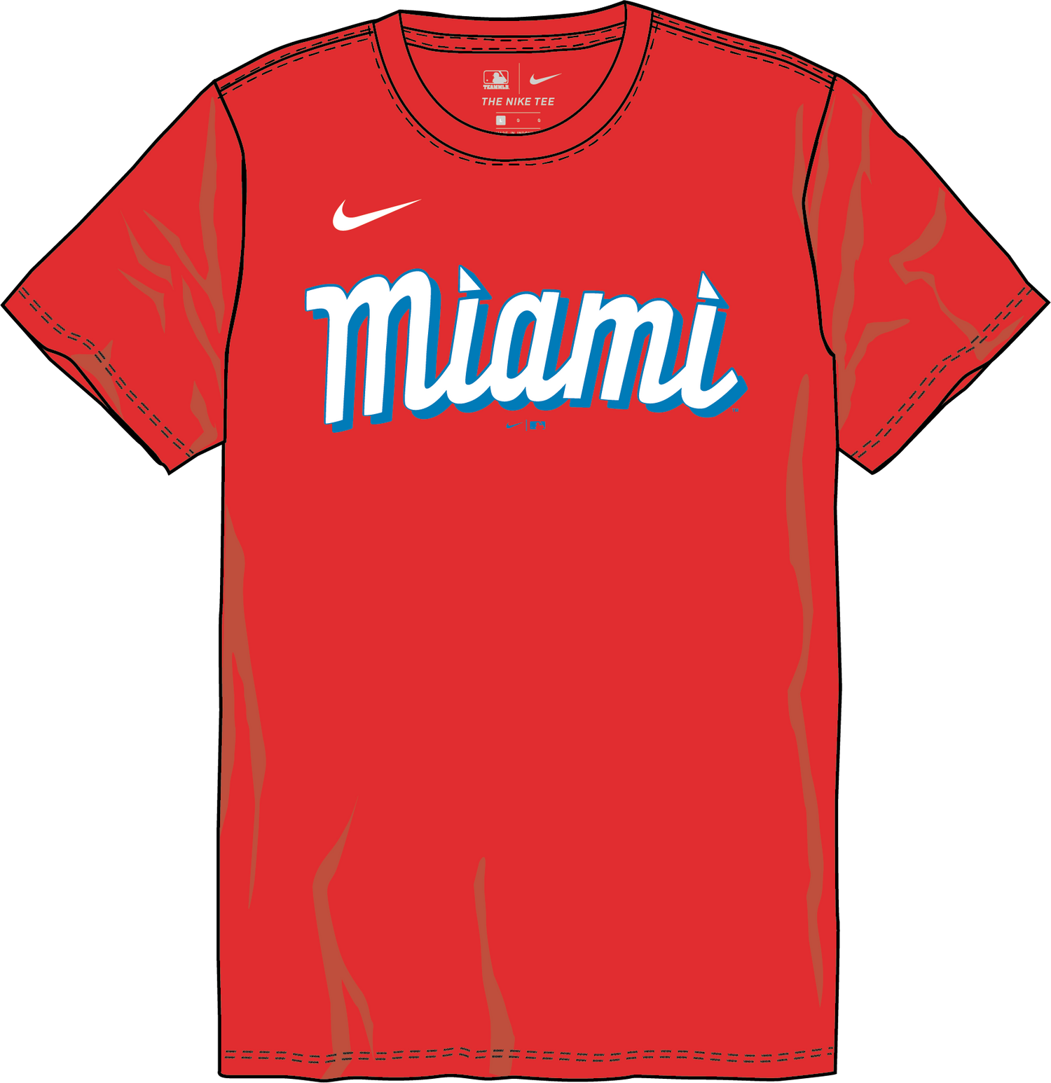 Nike Miami Marlins Youth Crew Neck Synthetic City Connect Tee Fan Gear MLB Miami Marlins