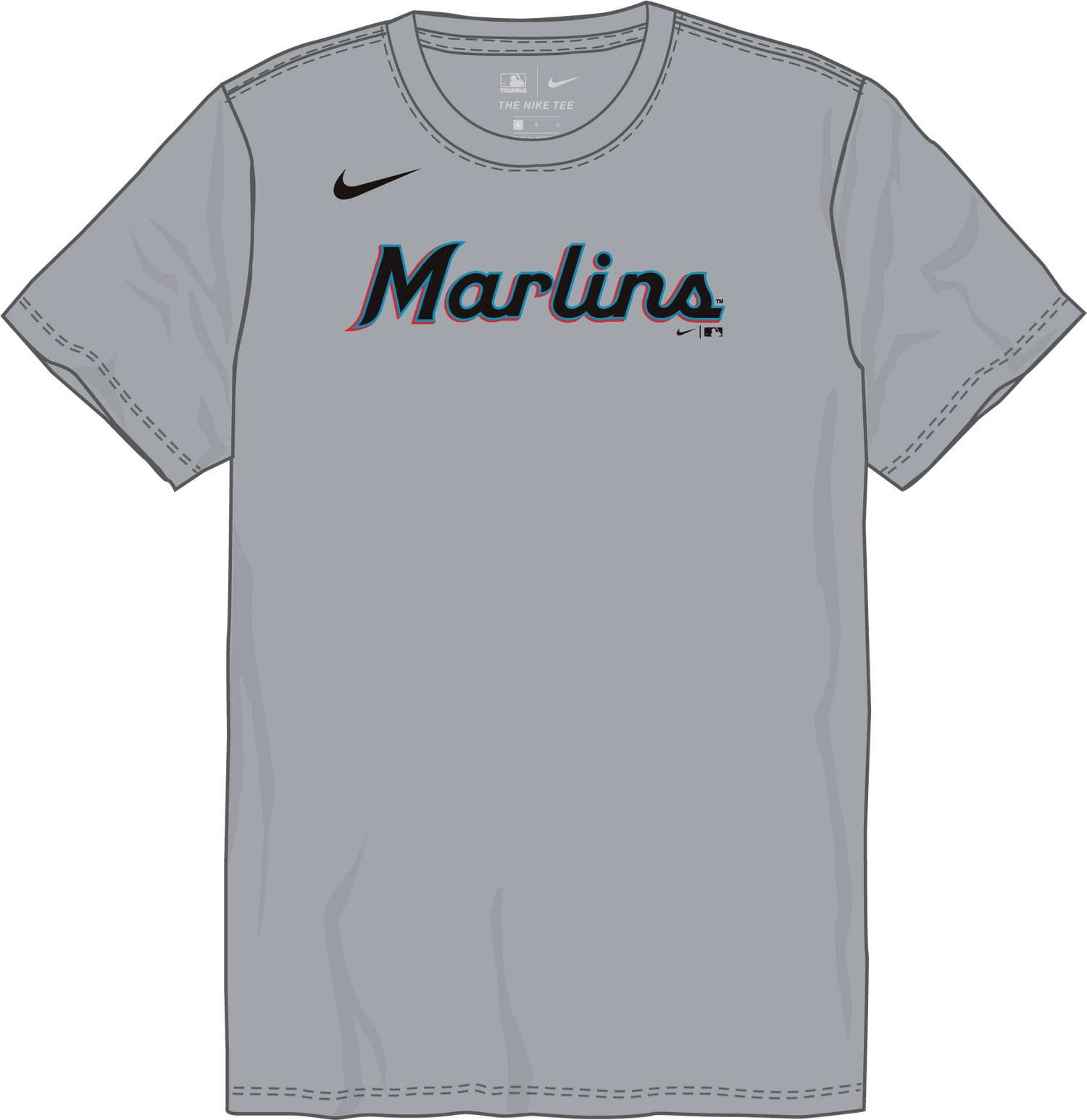 Nike Miami Marlins Youth Crew Neck Synthetic City Connect Tee Fan Gear MLB Miami Marlins