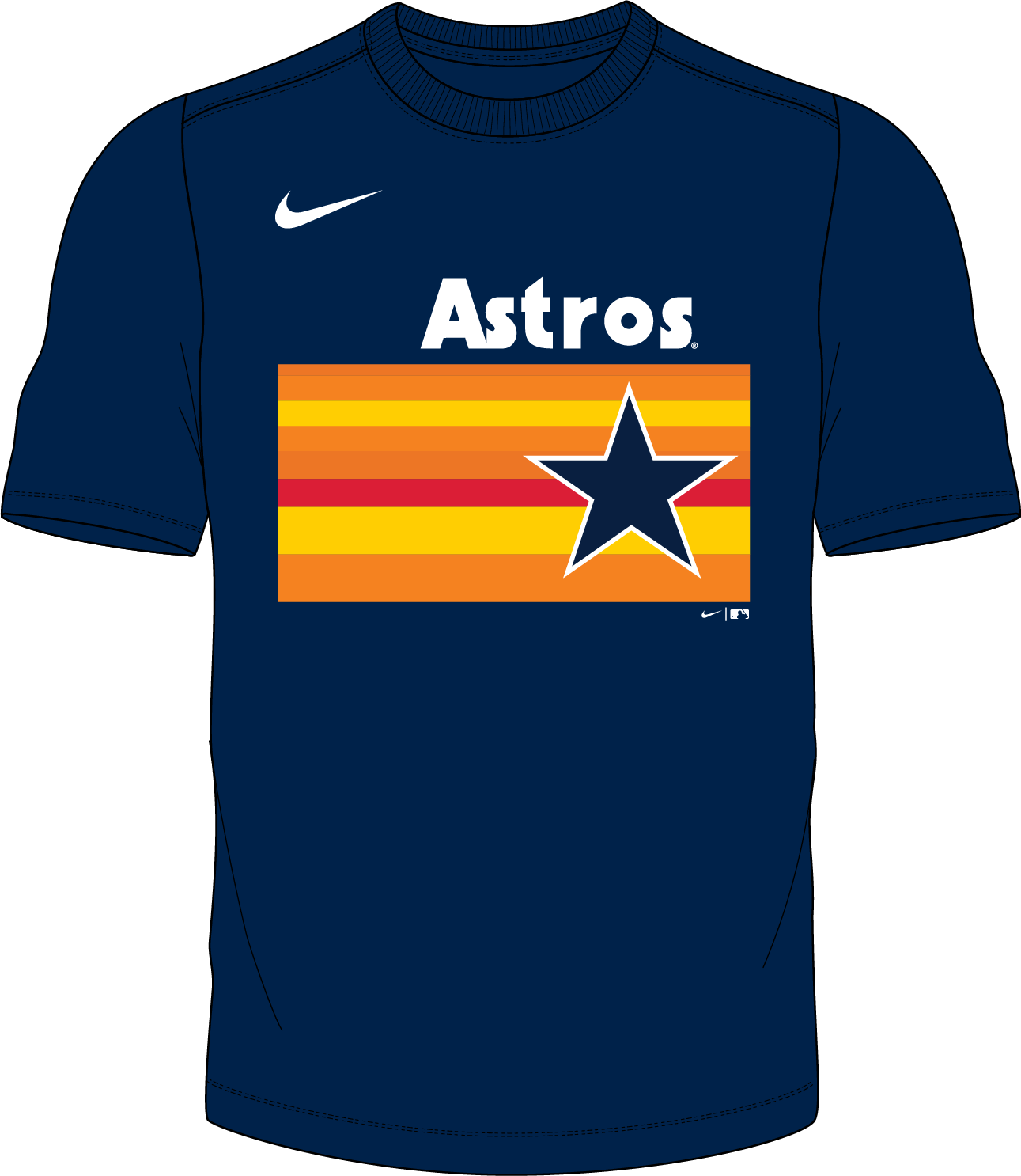 Nike Houston Astros Youth Institutional Short Sleeve Crew Neck Tee Fan Gear MLB Houston Astros