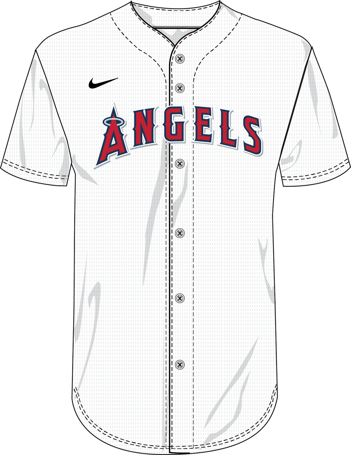 Nike Los Angeles Angels Youth Institutional Full Button Jersey Fan Gear MLB Los Angeles Angels