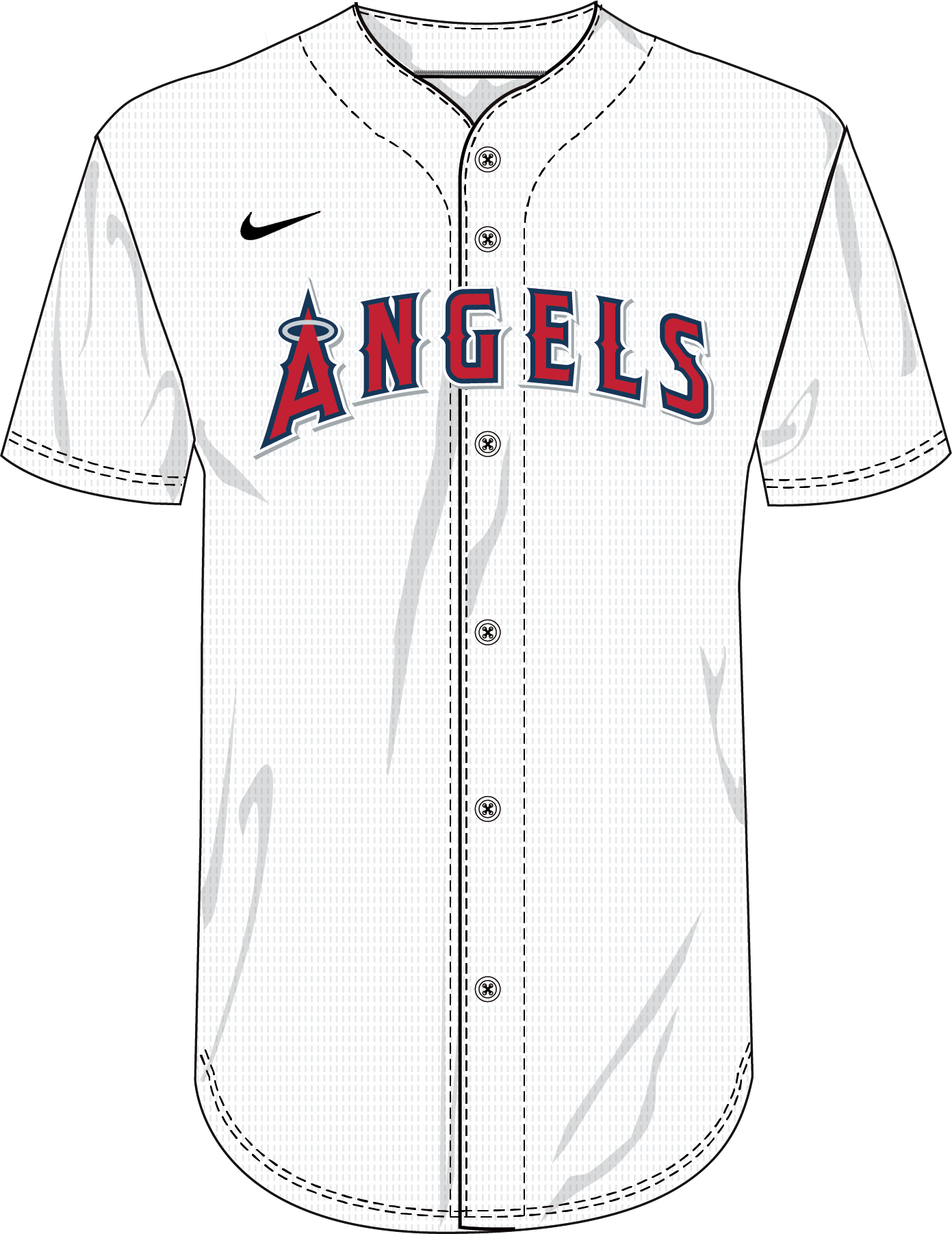 Nike Los Angeles Angels Youth Institutional Full Button Jersey Fan Gear MLB Los Angeles Angels