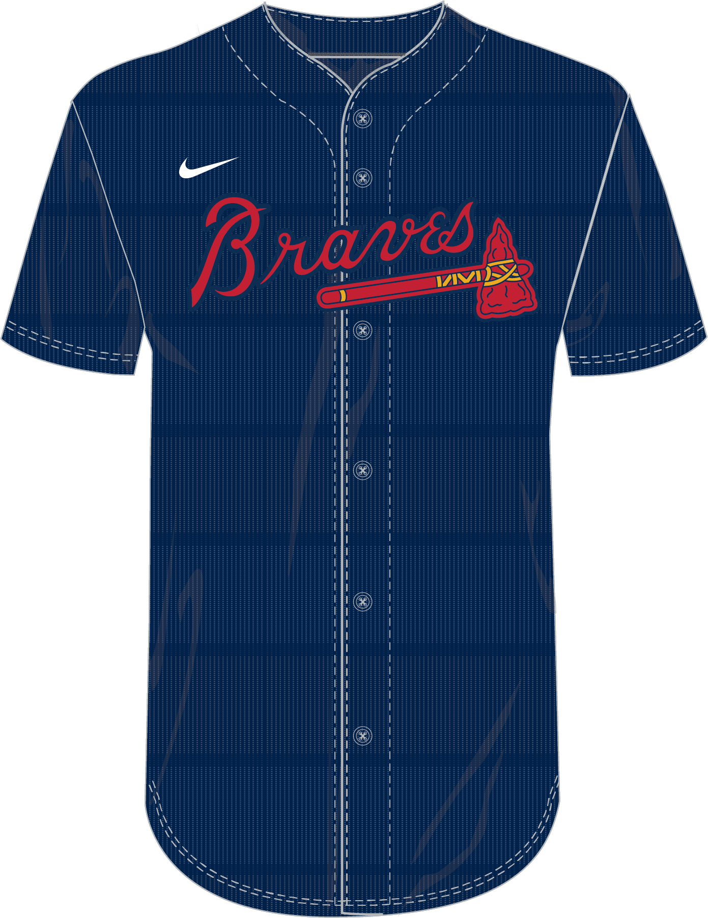 Nike Atlanta Braves Youth Institutional Full Button Jersey Fan Gear MLB Atlanta Braves