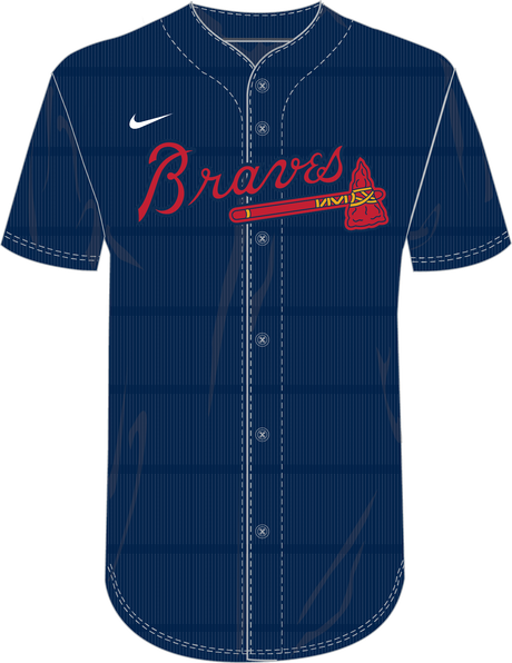 Nike Atlanta Braves Youth Institutional Full Button Jersey Fan Gear MLB Atlanta Braves