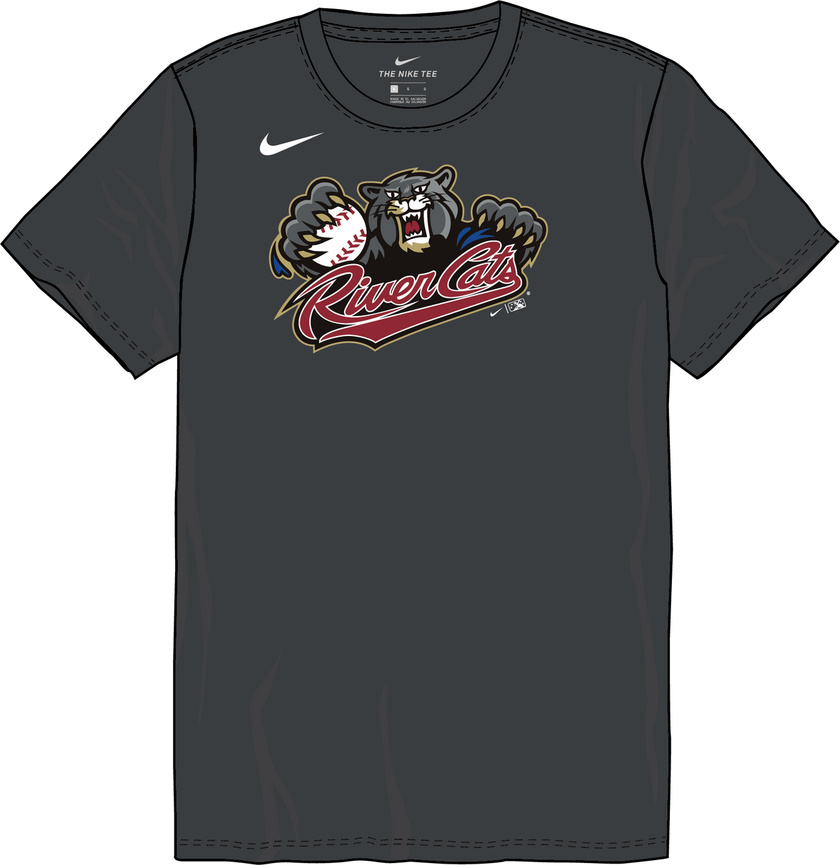 Nike Sacramento River Cats Youth Institutional Short Sleeve Cotton Tee Fan Gear MiLB Sacramento River Cats