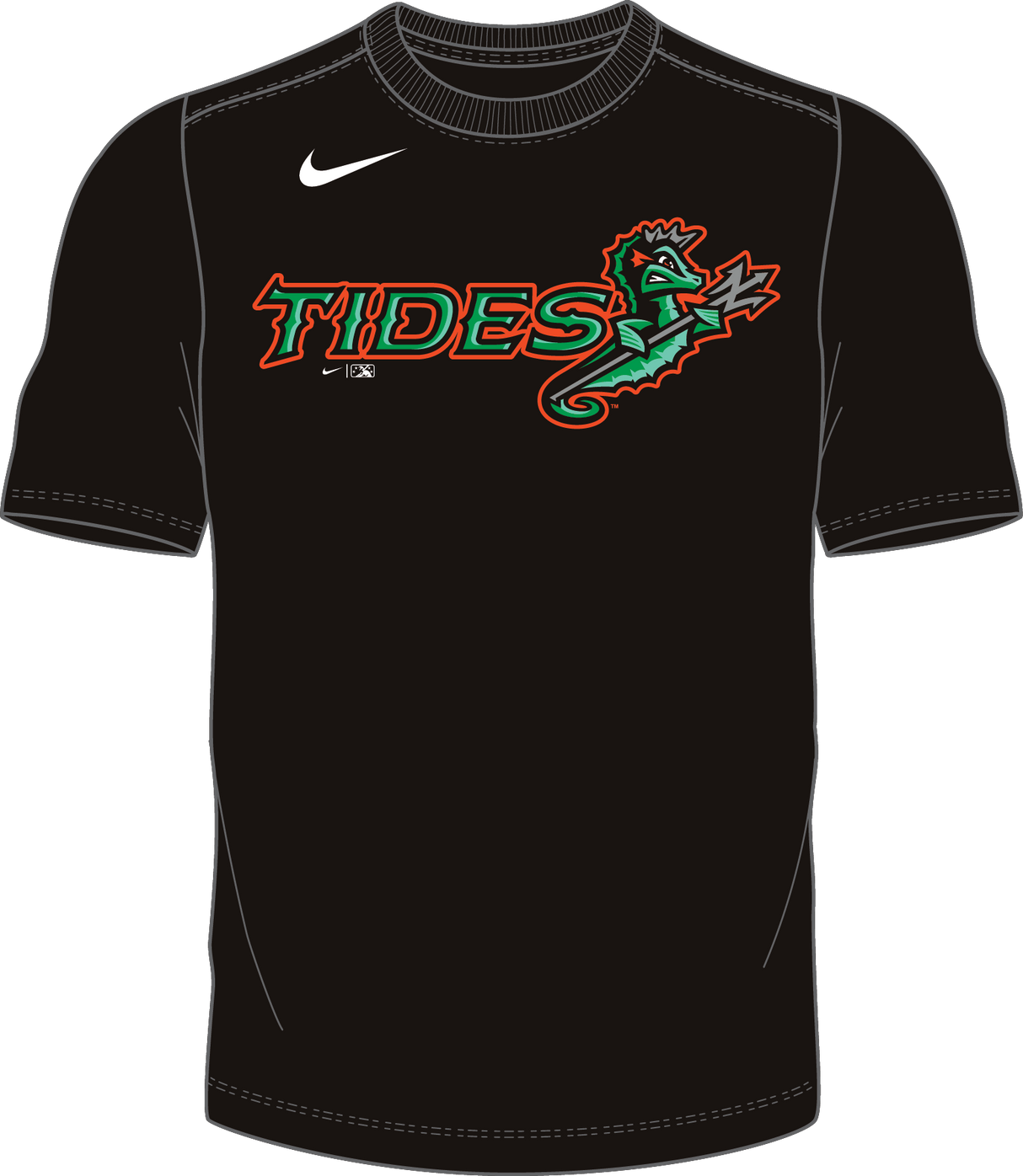 Nike Norfolk Tides Adult Institiutional Short Sleeve Cotton Tee Fan Gear MiLB Norfolk Tides
