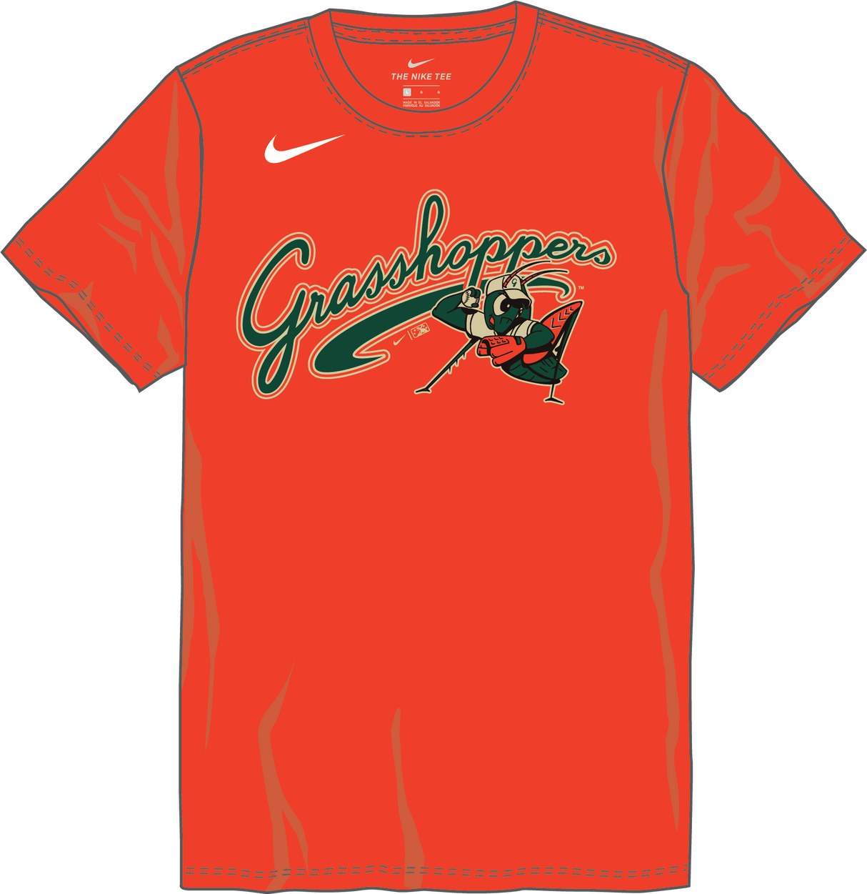 Nike Greensboro Grasshoppers Adult Institiutional Short Sleeve Cotton Tee Fan Gear MiLB Greensboro Grasshoppers
