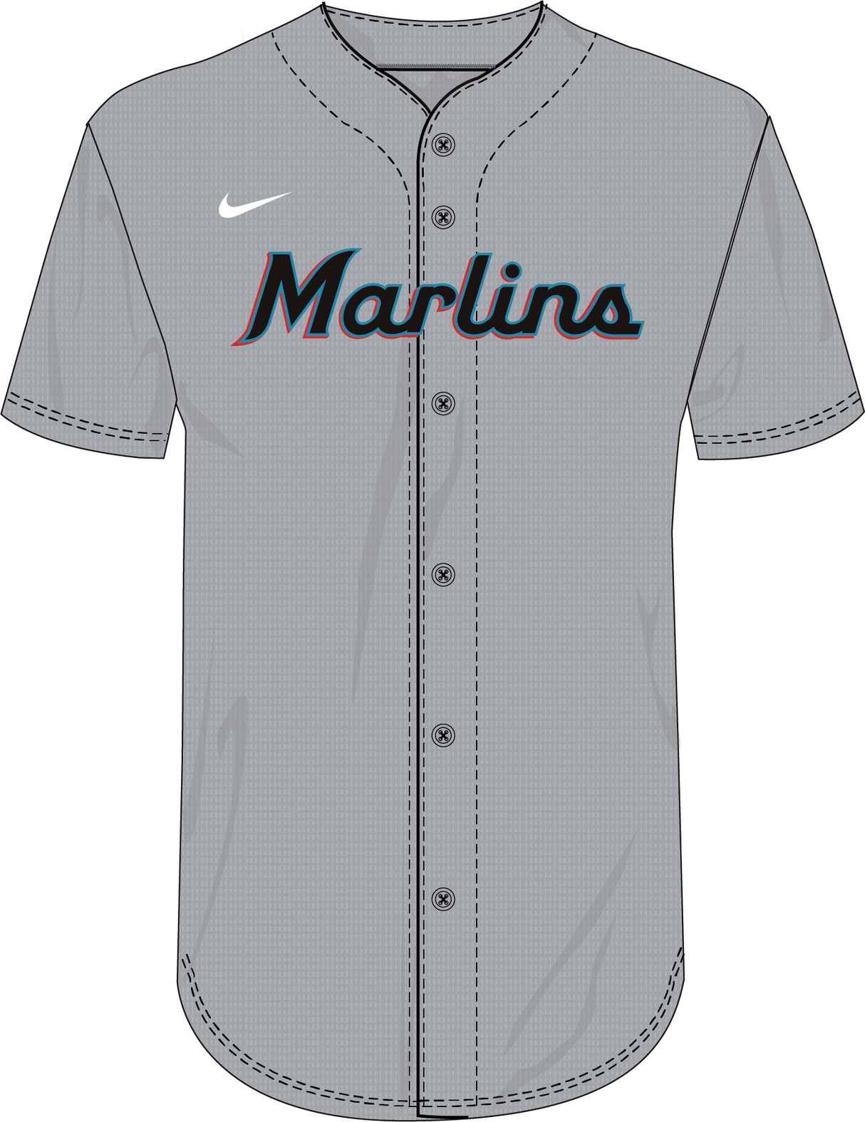 Nike Miami Marlins Youth Institutional Full Button Jersey Fan Gear MLB Miami Marlins