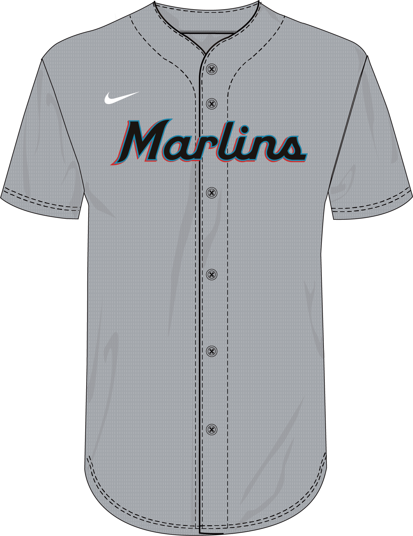 Nike Miami Marlins Youth Institutional Full Button Jersey Fan Gear MLB Miami Marlins