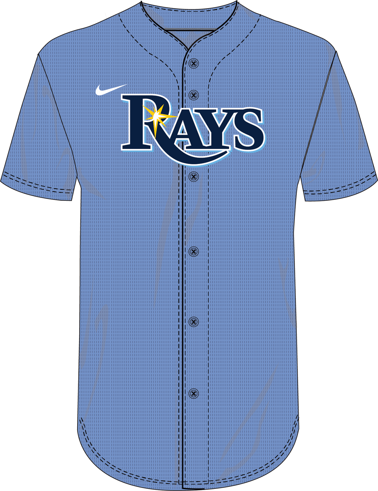 Nike Tampa Bay Rays Youth Institutional Full Button Jersey Fan Gear MLB Tampa Bay Rays