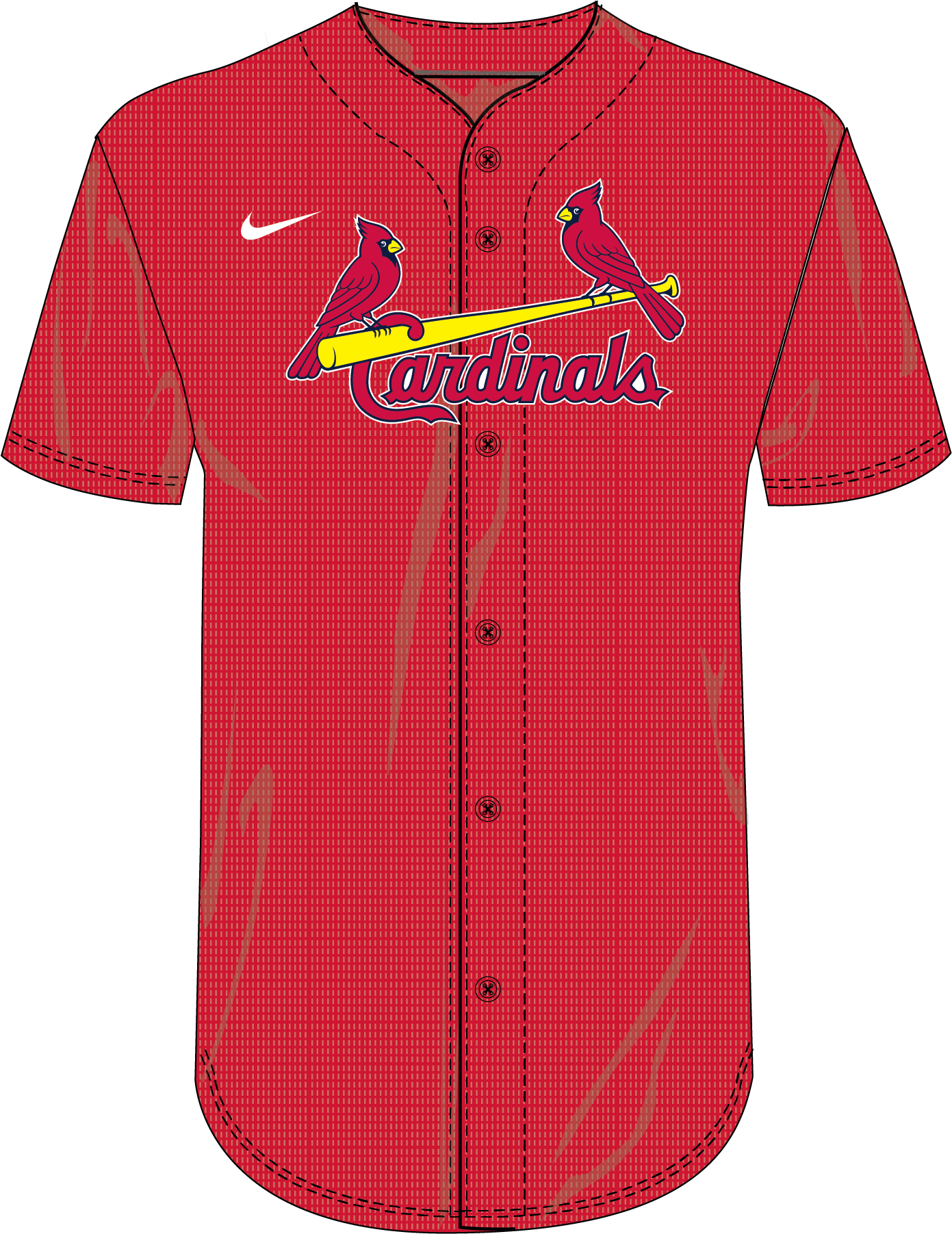 Nike St. Louis Cardinals Youth Institutional Full Button Jersey Fan Gear MLB St. Louis Cardinals