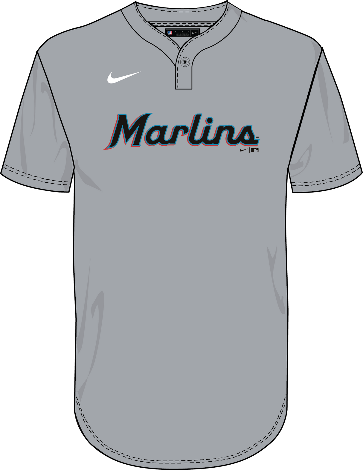 Nike Miami Marlins Youth Institutional 1 Button Pullover Fan Gear MLB Miami Marlins