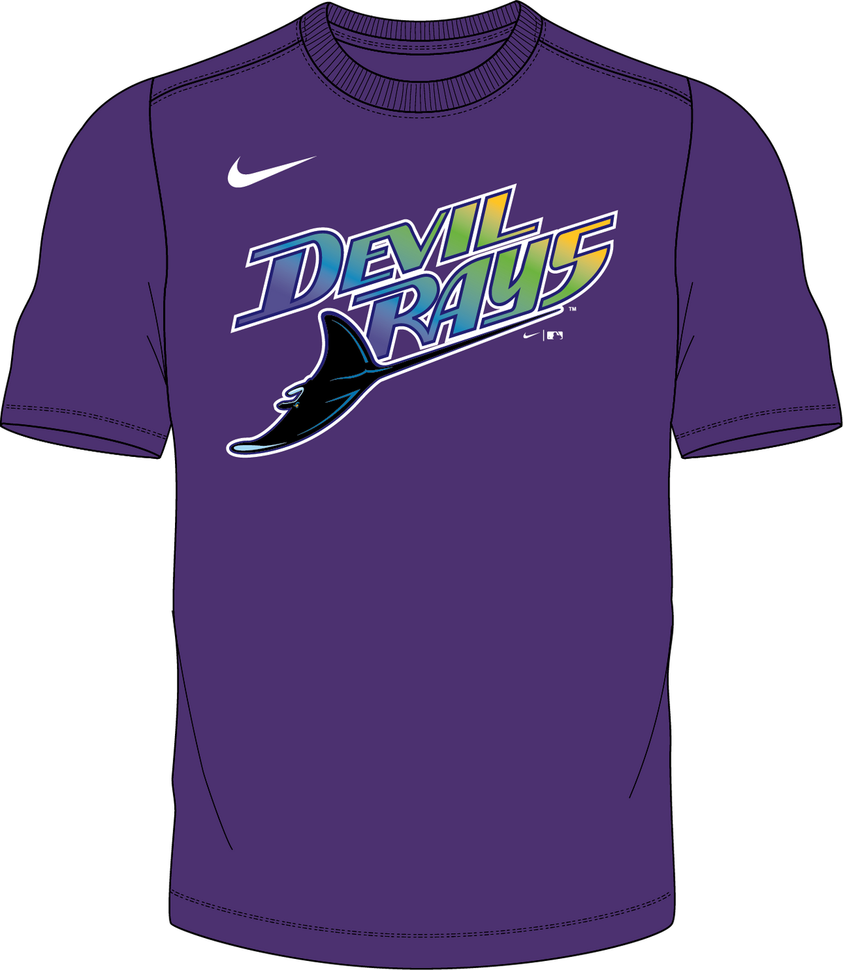Nike Tampa Bay Devil Rays Youth Institutional Short Sleeve Cooperstown Crew Neck Tee Fan Gear MLB Tampa Bay Devil Rays