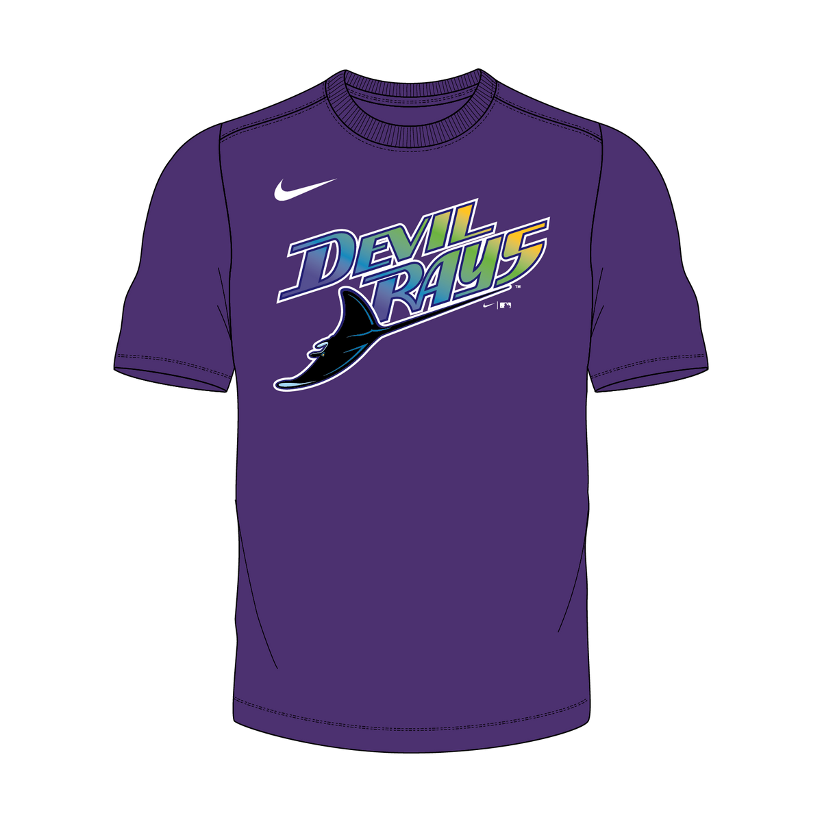 Nike Tampa Bay Devil Rays Youth Institutional Short Sleeve Cooperstown Crew Neck Tee