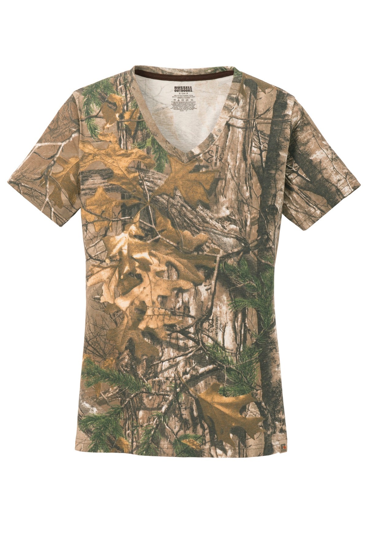 Russell Outdoors Realtree Ladies 100% Cotton V-Neck T-Shirt. LRO54V Corporate Apparel Shirts & Tops