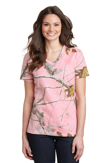 Russell Outdoors Realtree Ladies 100% Cotton V-Neck T-Shirt. LRO54V Corporate Apparel Shirts & Tops