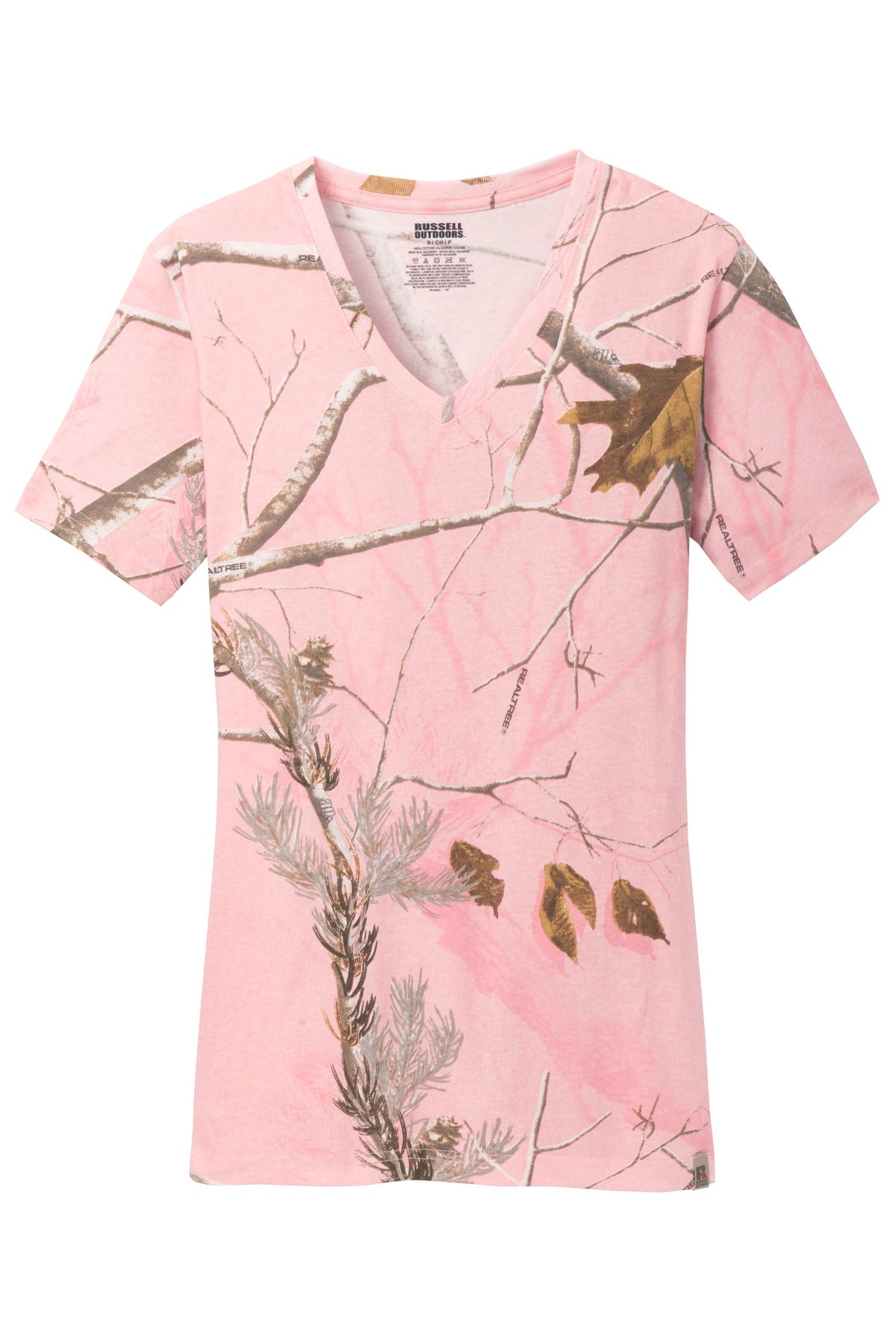 Russell Outdoors Realtree Ladies 100% Cotton V-Neck T-Shirt. LRO54V Corporate Apparel Shirts & Tops