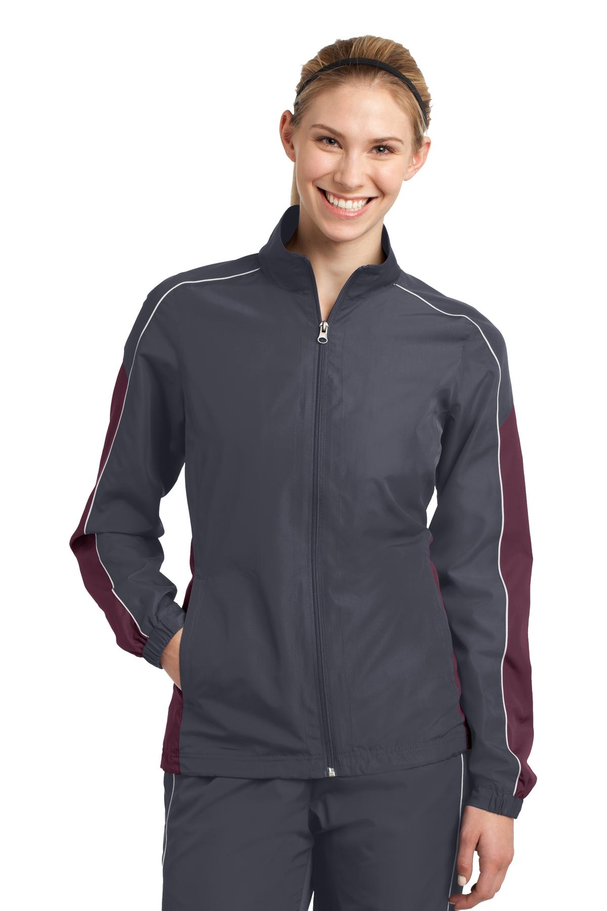 Sport-Tek Women's Piped Colorblock Wind Jacket. LST61 Womens Apparel Jackets & Vests