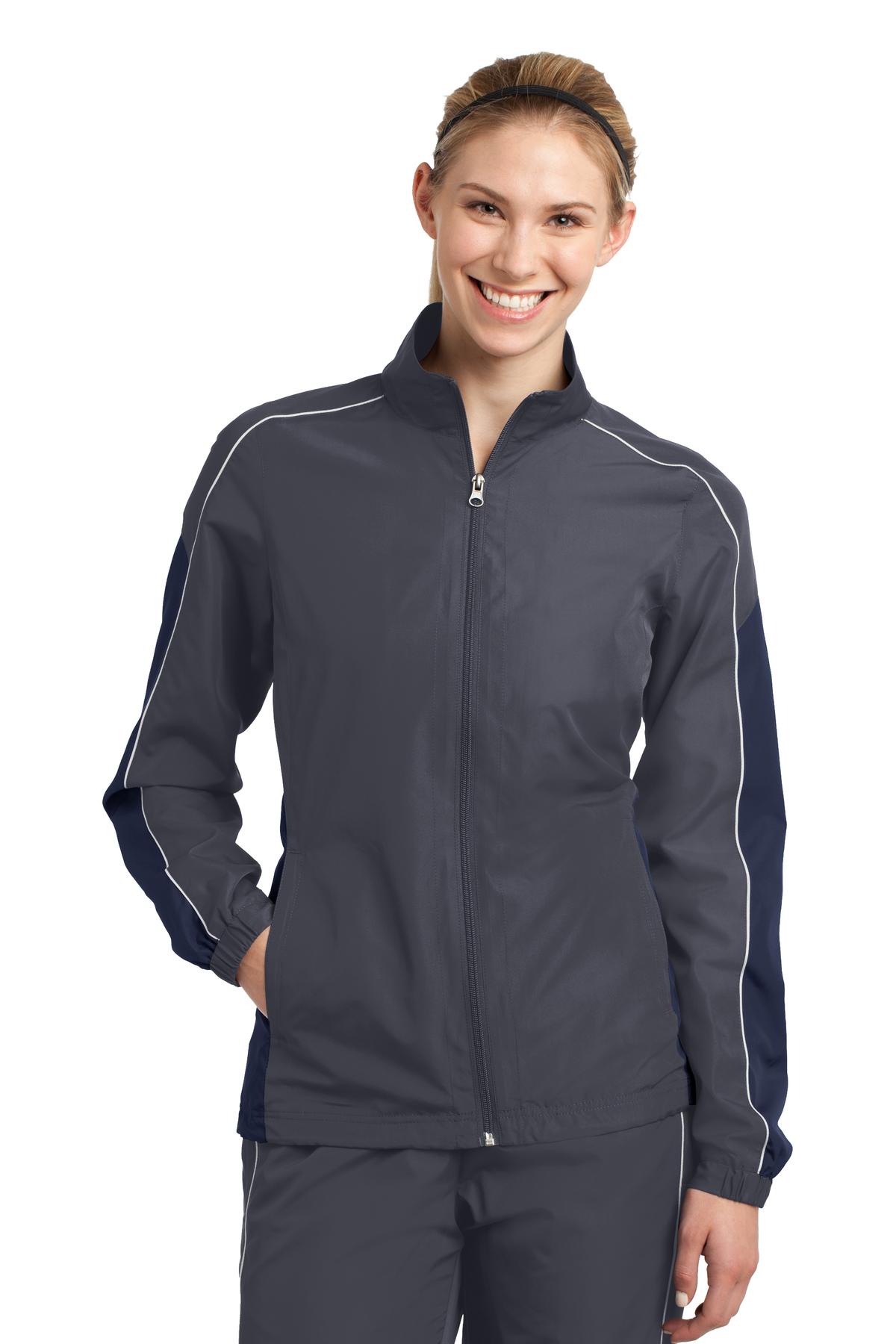 Sport-Tek Women's Piped Colorblock Wind Jacket. LST61 Womens Apparel Jackets & Vests