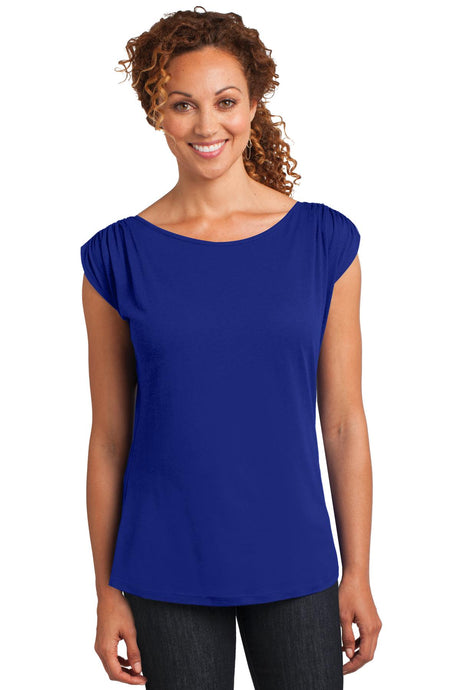 District Made Ladies Modal Blend Gathered Shoulder Tee. DM483 District