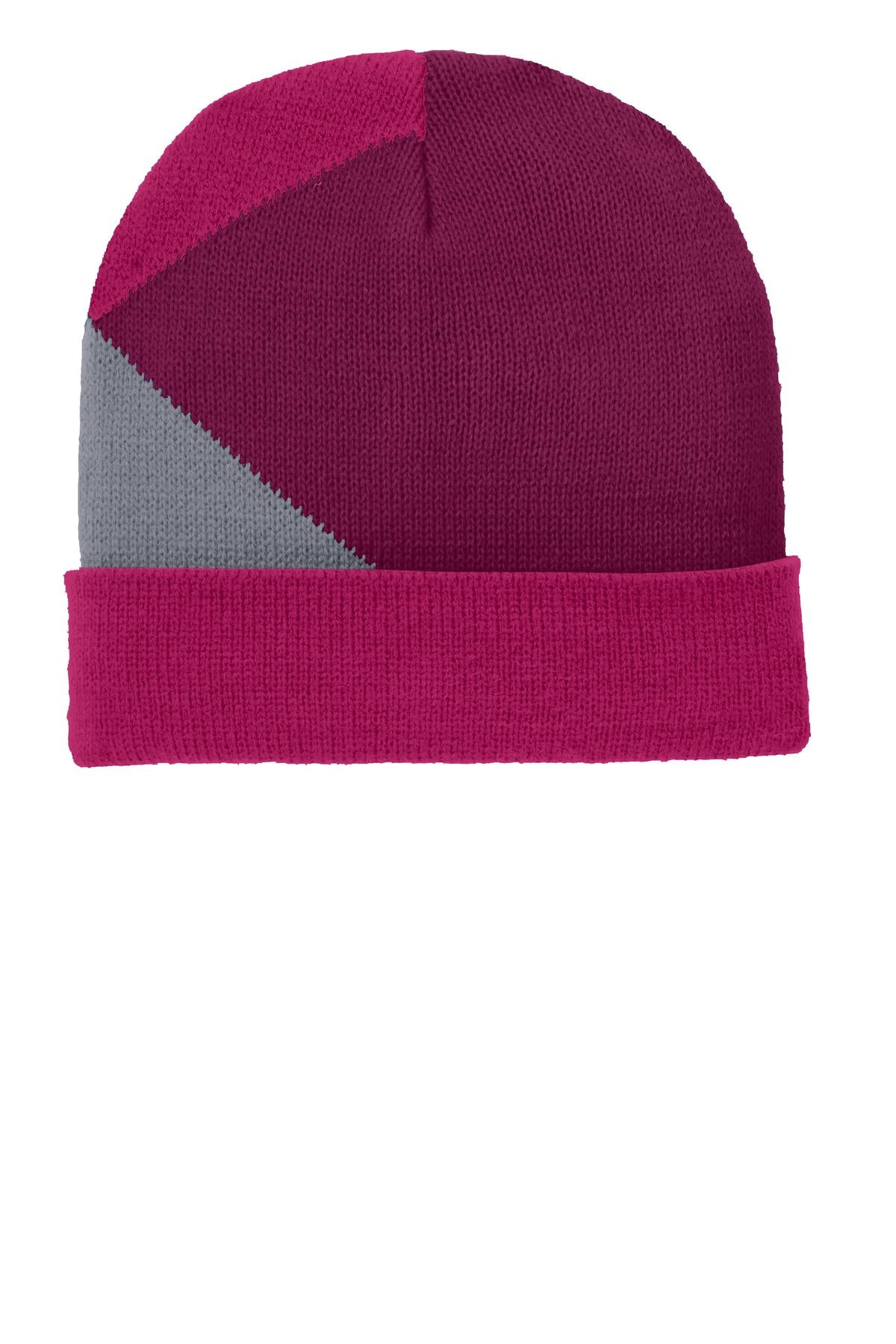 Port Authority Cuffed Colorblock Beanie. C906 Unisex Accessories Hats & Caps