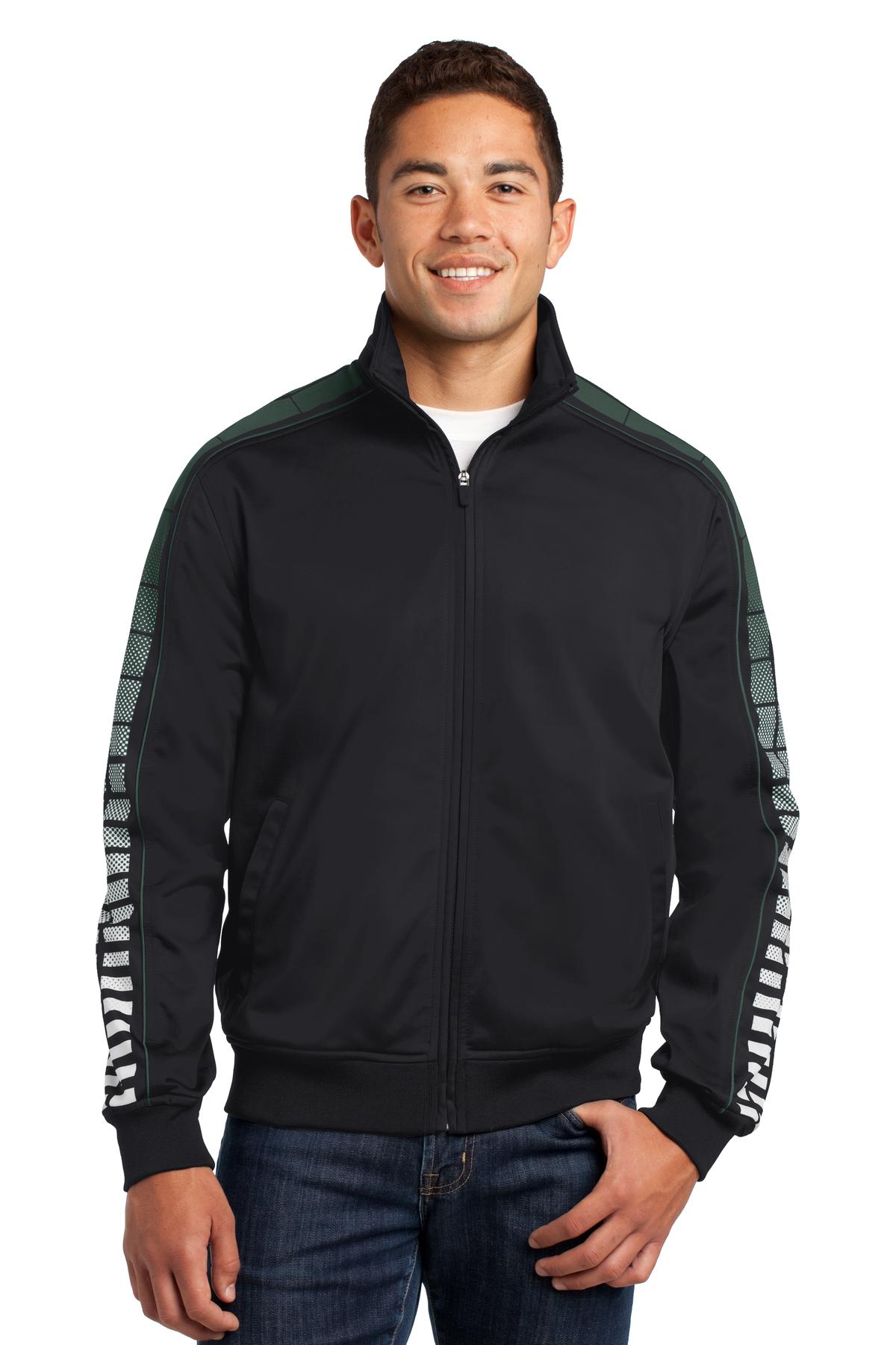 Sport-Tek Men's Dot Sublimation Tricot Track Jacket. JST93 Mens Apparel Jackets & Vests
