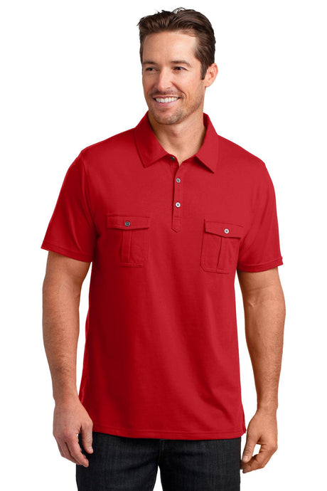 District Made Men's Double Pocket Polo. DM333 Mens Apparel Shirts & Tops