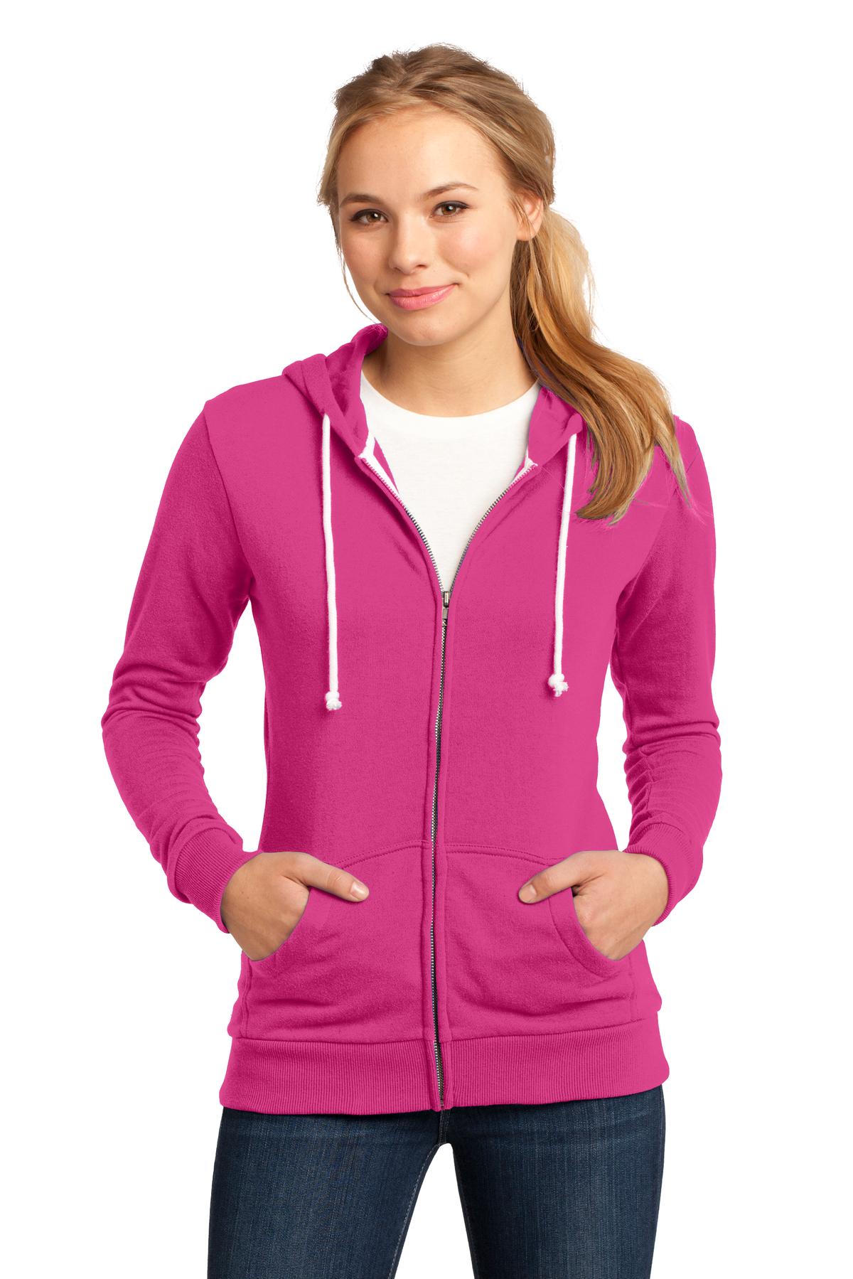 District Juniors Core Fleece Full-Zip Hoodie. DT290 Womens Apparel Sweatshirts & Fleece
