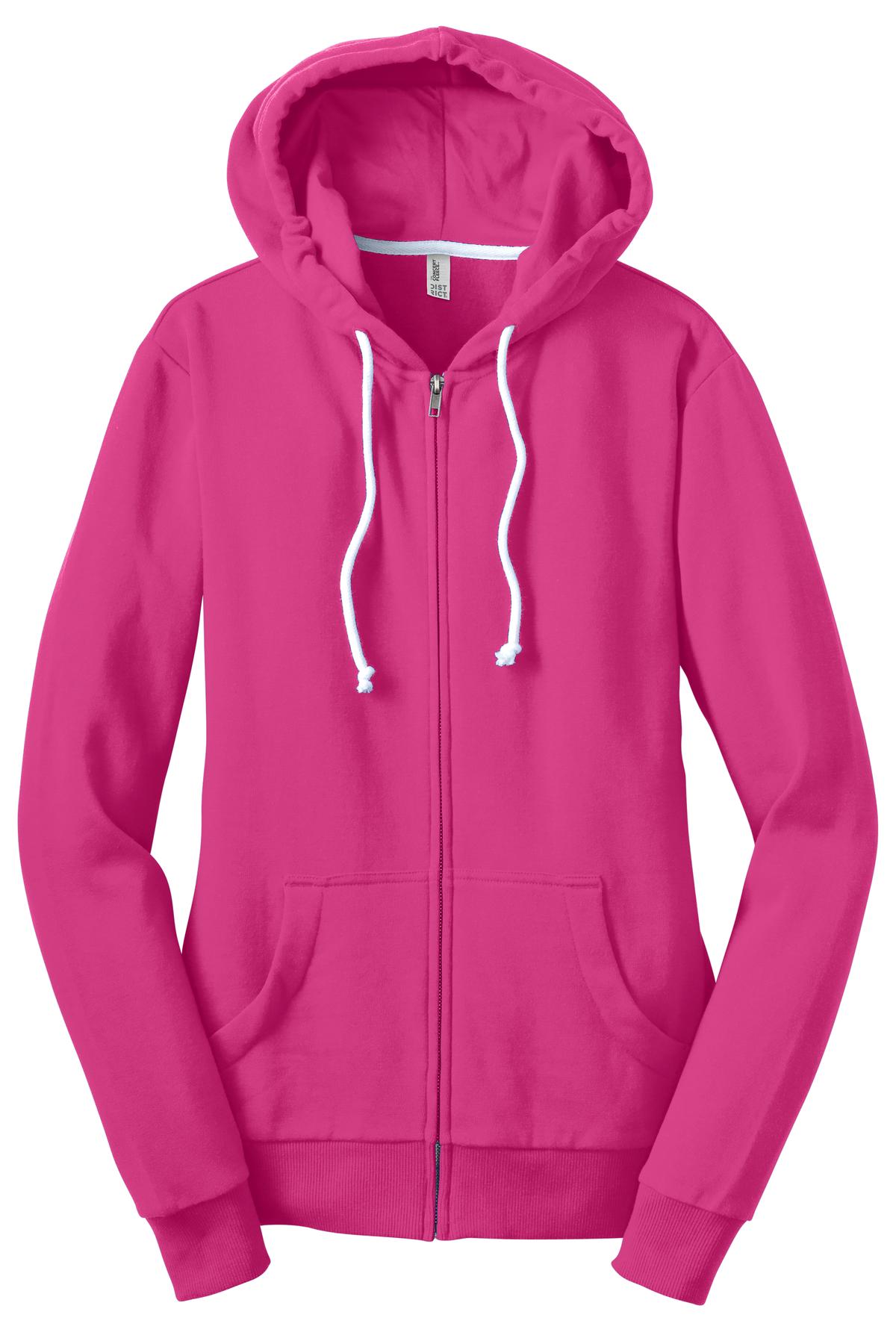 District Juniors Core Fleece Full-Zip Hoodie. DT290 Womens Apparel Sweatshirts & Fleece