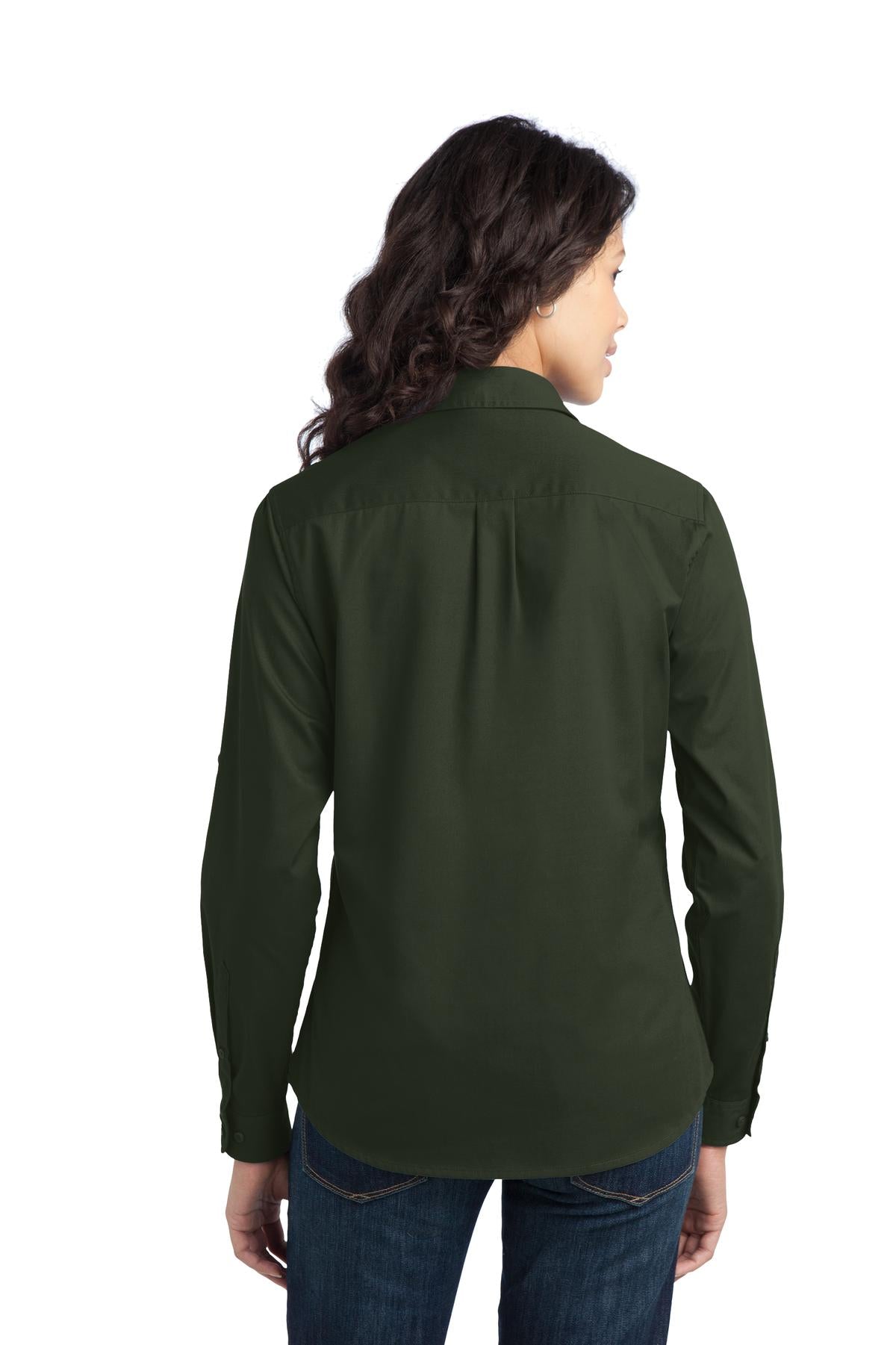 Port Authority Ladies Stain-Release Roll Sleeve Twill Shirt. L649
