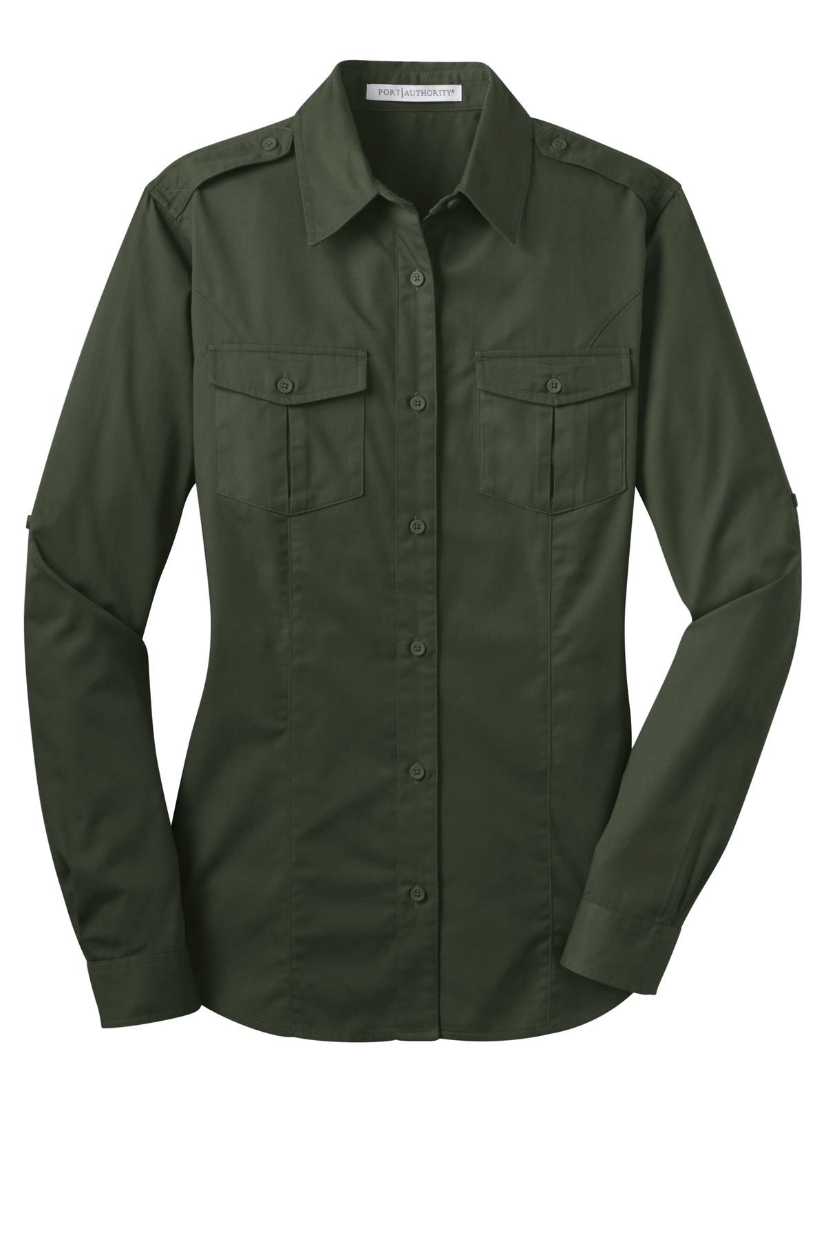 Port Authority Ladies Stain-Release Roll Sleeve Twill Shirt. L649