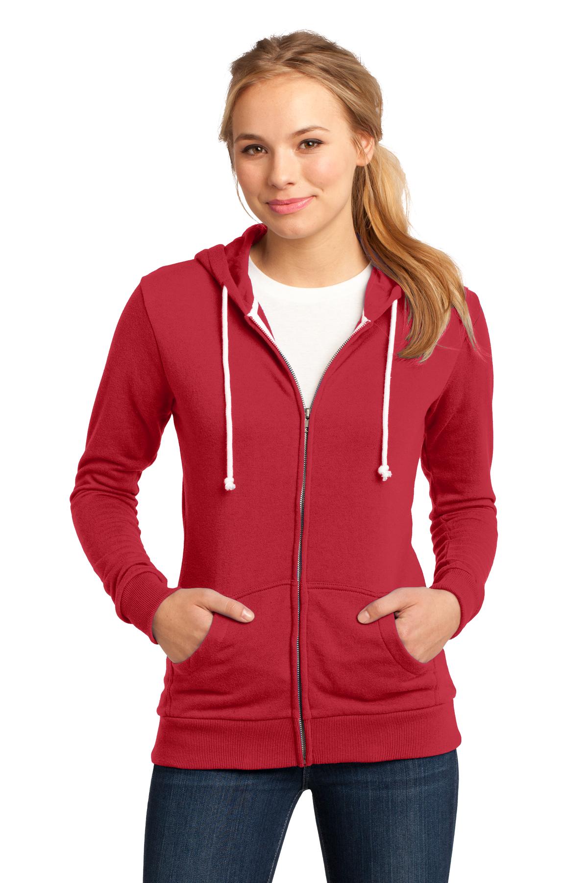 District Juniors Core Fleece Full-Zip Hoodie. DT290 Womens Apparel Sweatshirts & Fleece