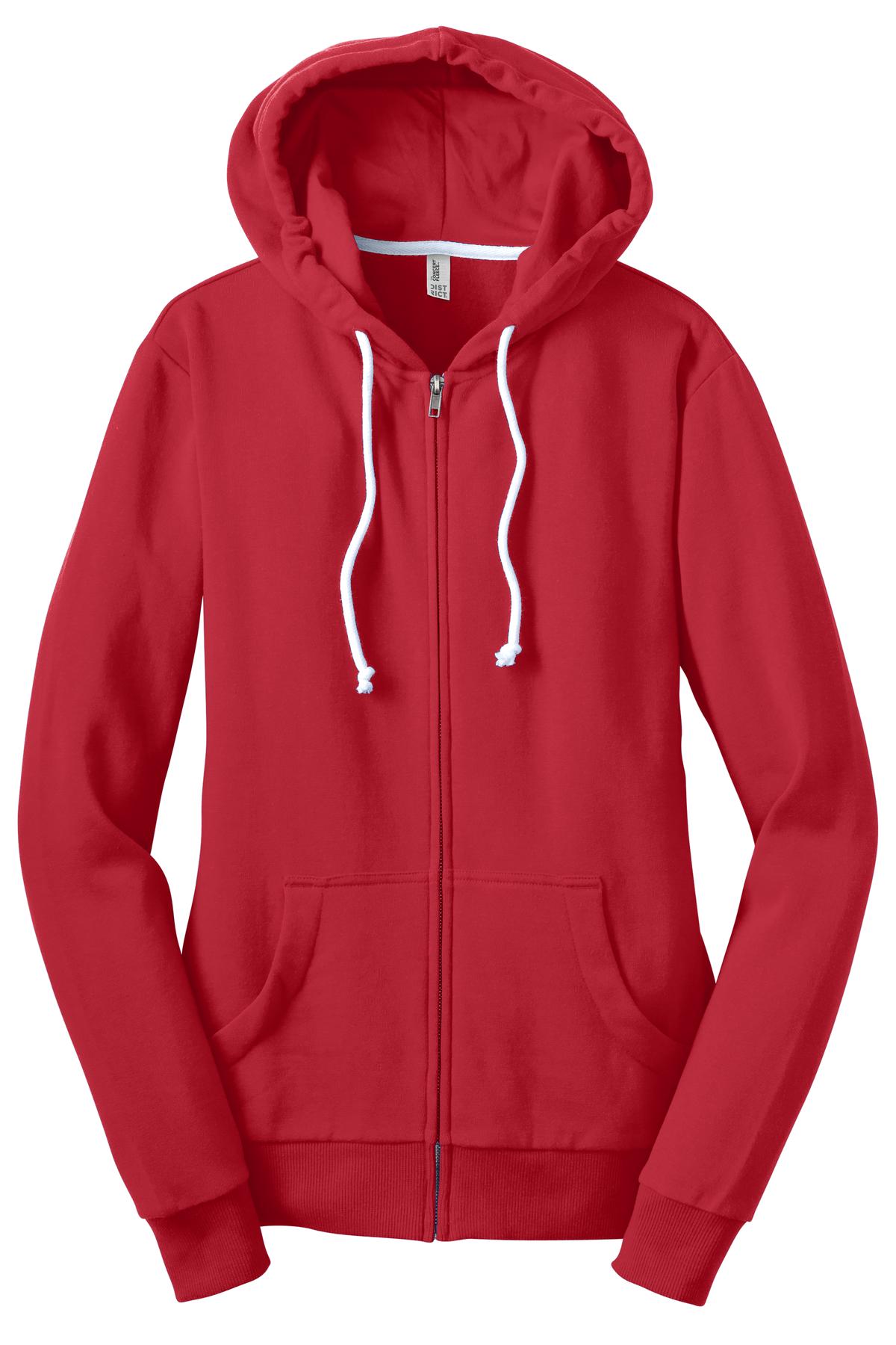 District Juniors Core Fleece Full-Zip Hoodie. DT290 Womens Apparel Sweatshirts & Fleece