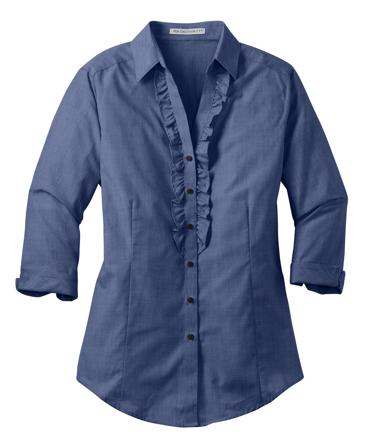 Port Authority Ladies Crosshatch Ruffle Easy Care Shirt. L644