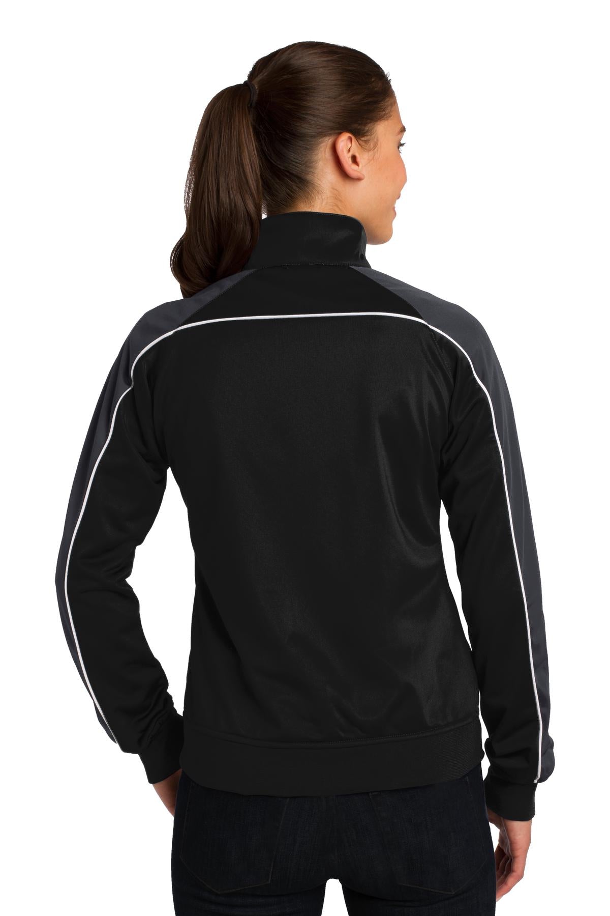 Sport-Tek Ladies Piped Tricot Track Jacket. LST92 Womens Apparel Jackets & Vests