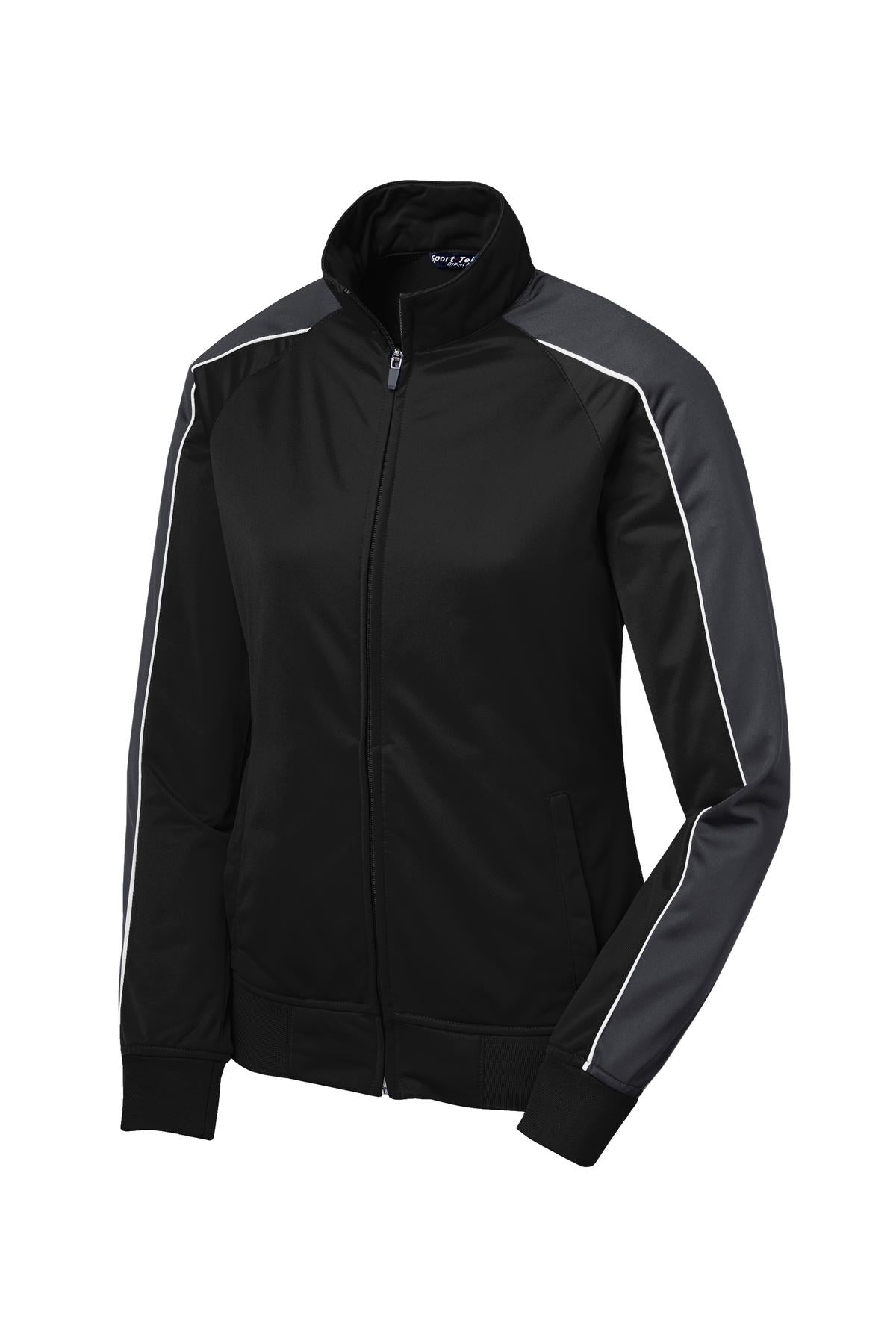 Sport-Tek Ladies Piped Tricot Track Jacket. LST92 Womens Apparel Jackets & Vests