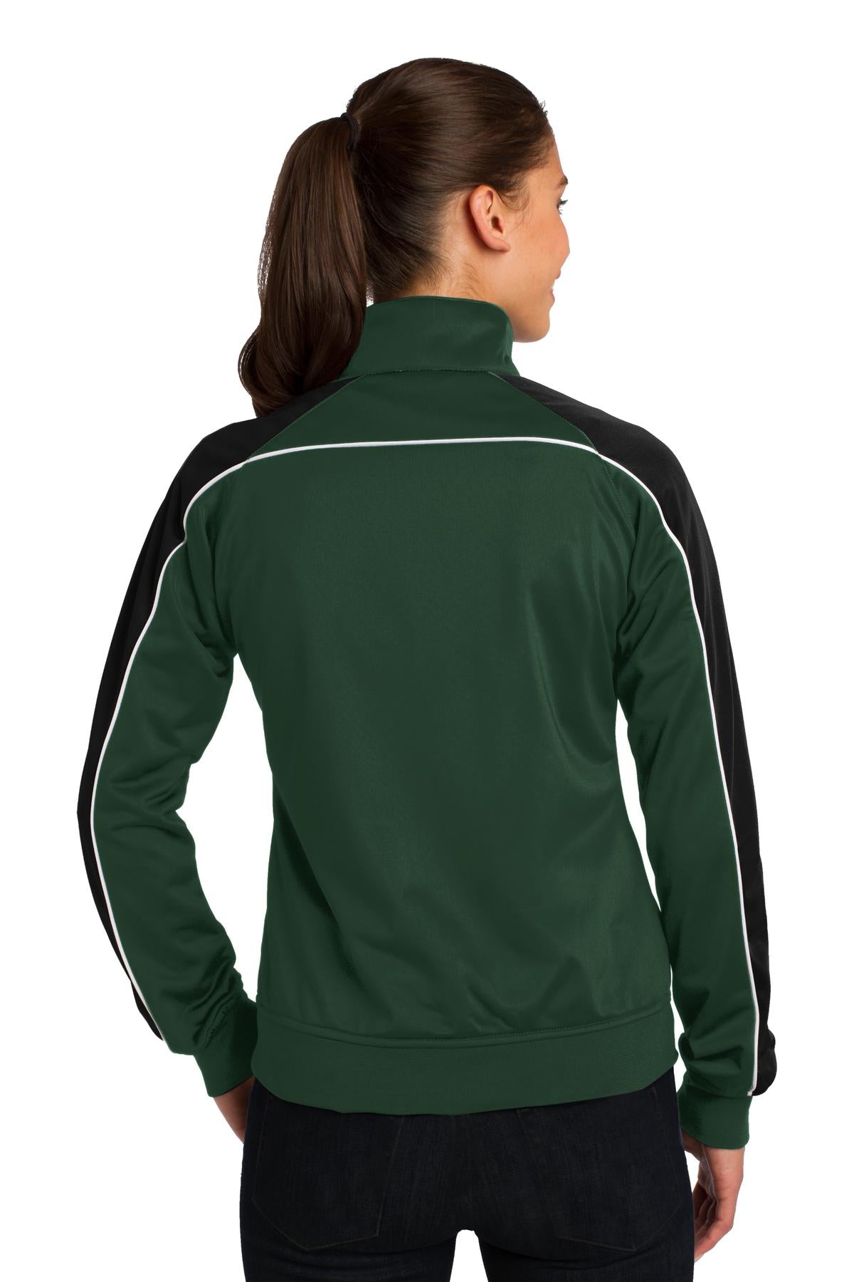 Sport-Tek Ladies Piped Tricot Track Jacket. LST92 Womens Apparel Jackets & Vests