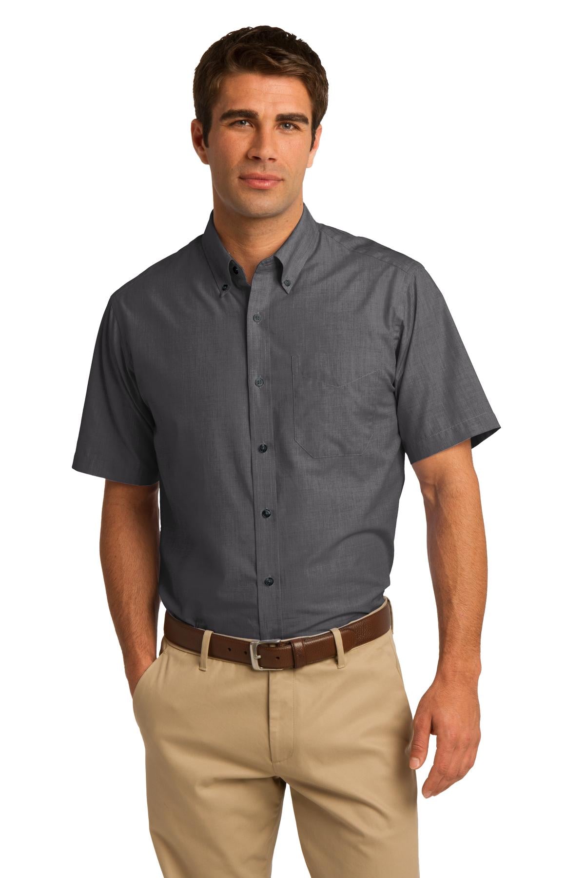 Port Authority Men's Short Sleeve Crosshatch Easy Care Shirt