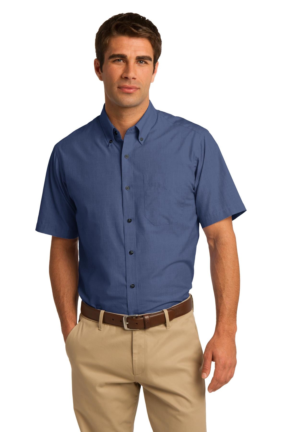 Port Authority Men's Short Sleeve Crosshatch Easy Care Shirt